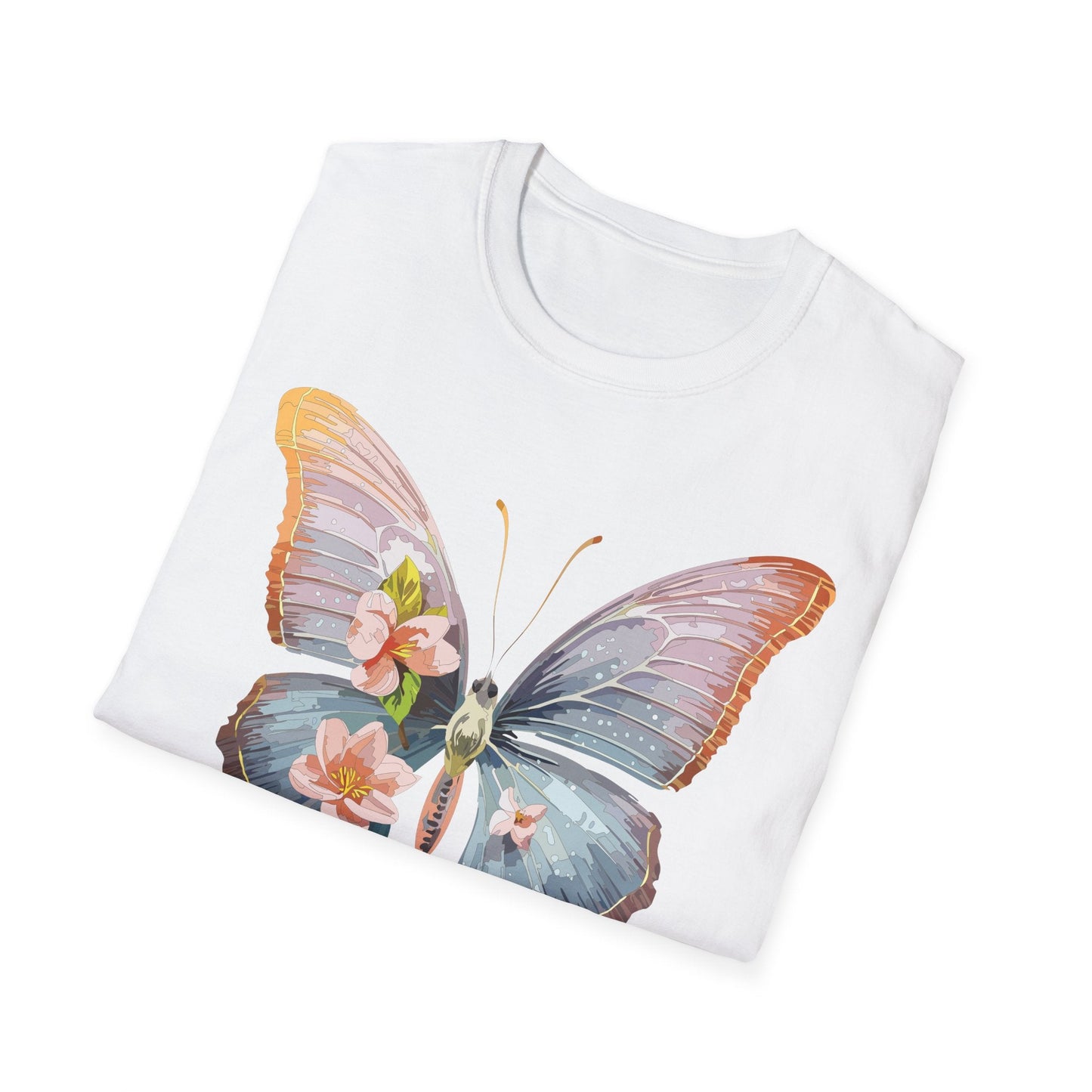 Butterfly Print T Shirt For Men Women Unisex Monarch Design Softstyle Cotton Tee