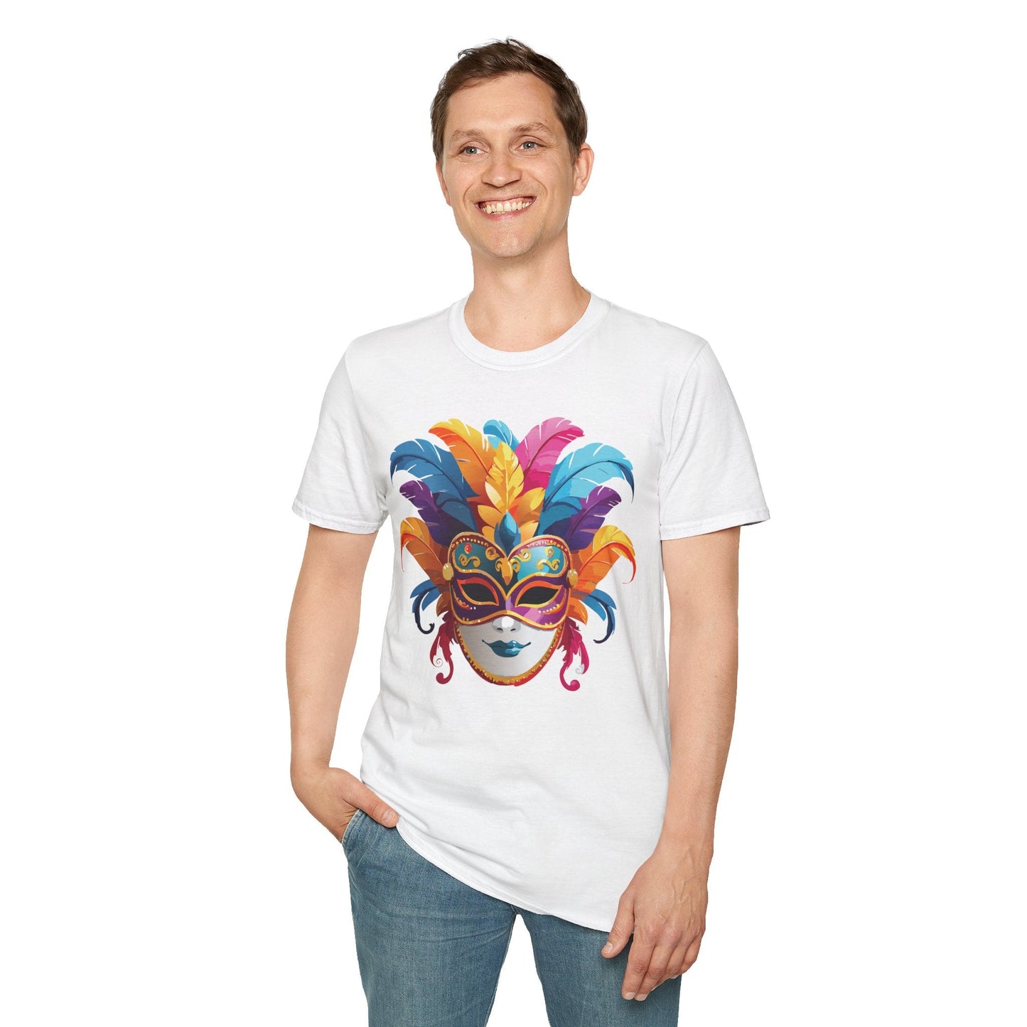 Mask Tee Shirt Unisex Masquerade Design Gildan Softstyle 64000 100 Percent Cotton
