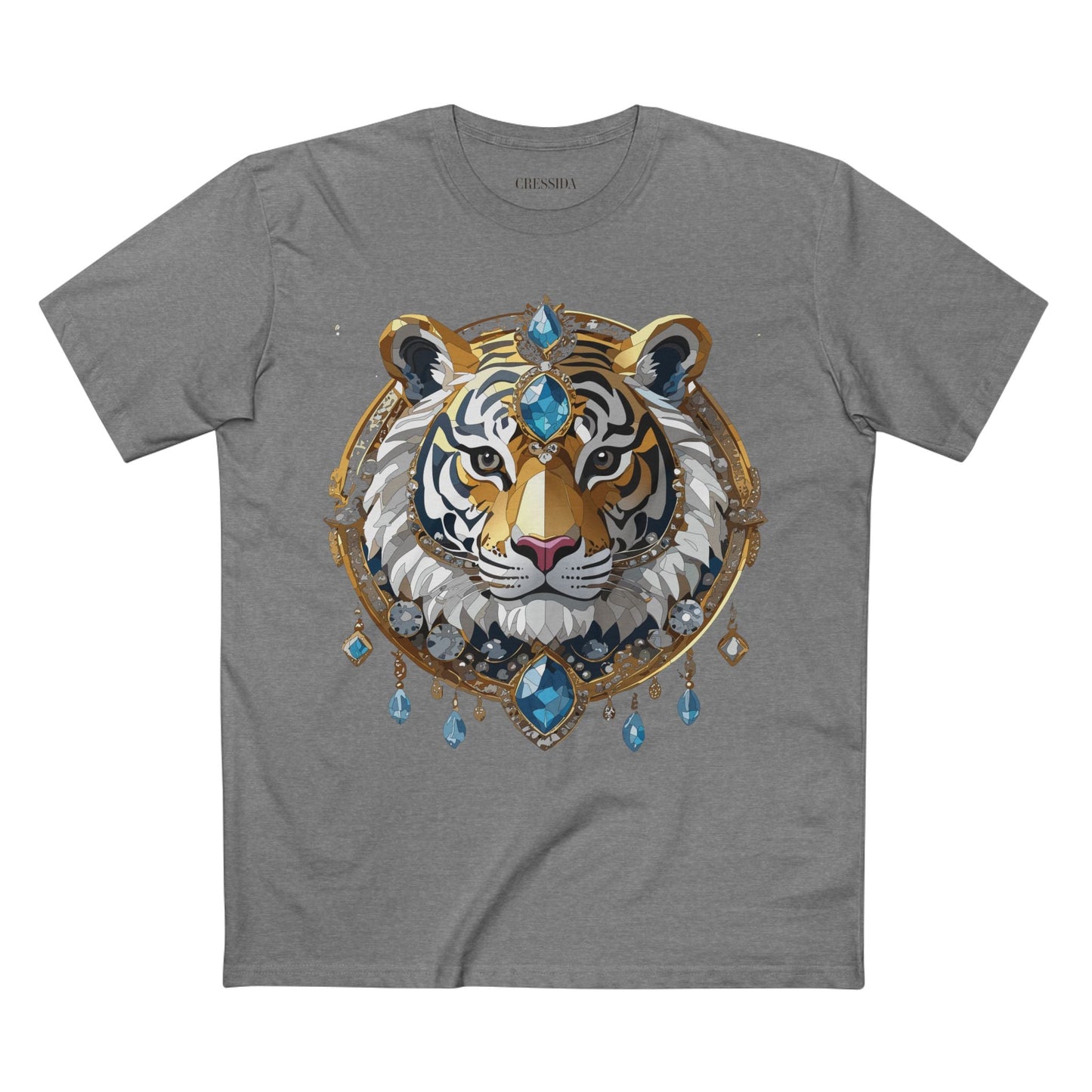 Tiger Graphic Unisex 100 Cotton Tee With Unique Animal Golden Medallion Art Design 54