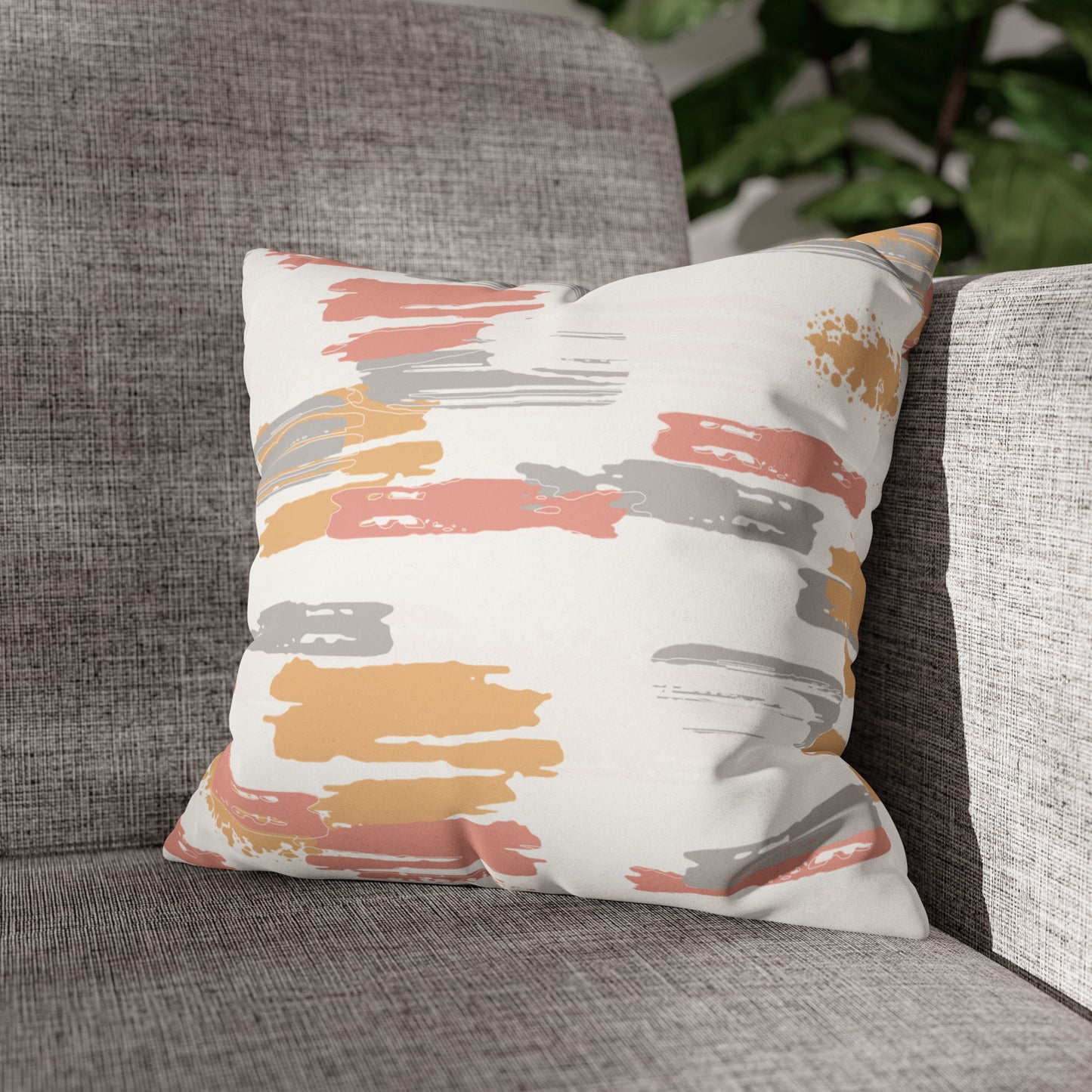 Faux Suede Pillowcase with Abstract print