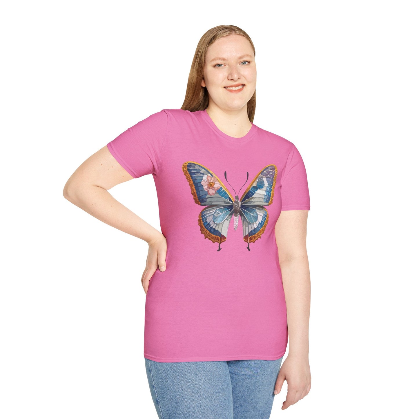Unisex Butterfly Shirt Softstyle Tee 100 Percent Ring Spun Cotton Monarch Print Tee