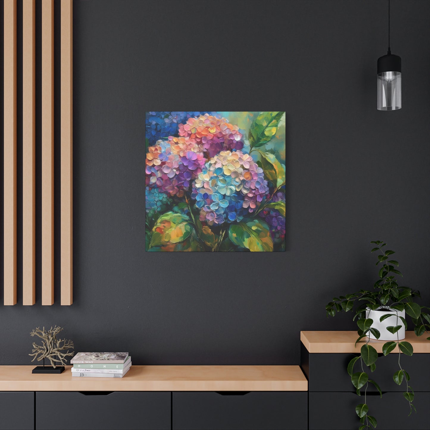 Hydrangeas Print Canvas, Flowers Oil Paint Print 20x20, 24x24, 30x30, 32x32, 36x36, Floral Art Design Print Non-Frame MC-28