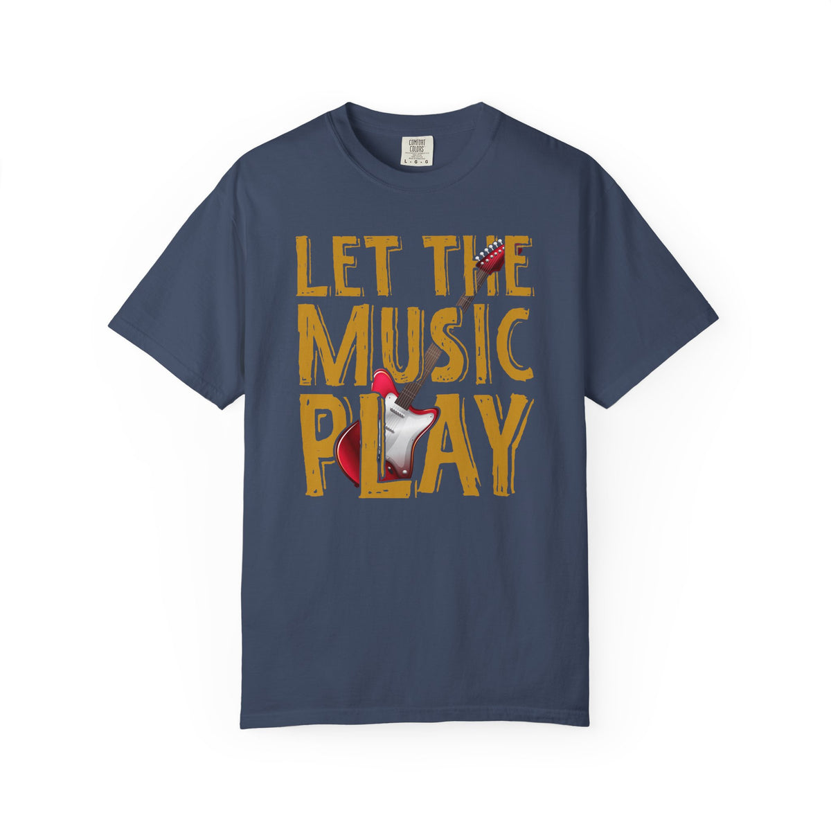 Let The Music Play Guitar T-shirt Music Typography Unisex Cotton Tee Comfort Colors 002