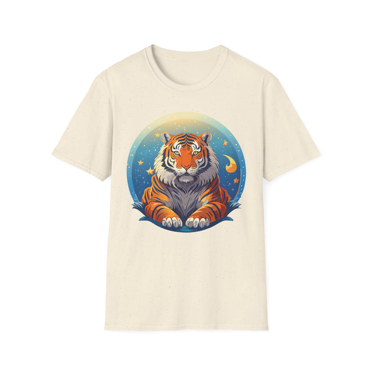 Celestial Tiger Illustration T-Shirt | Night Sky Moon Stars