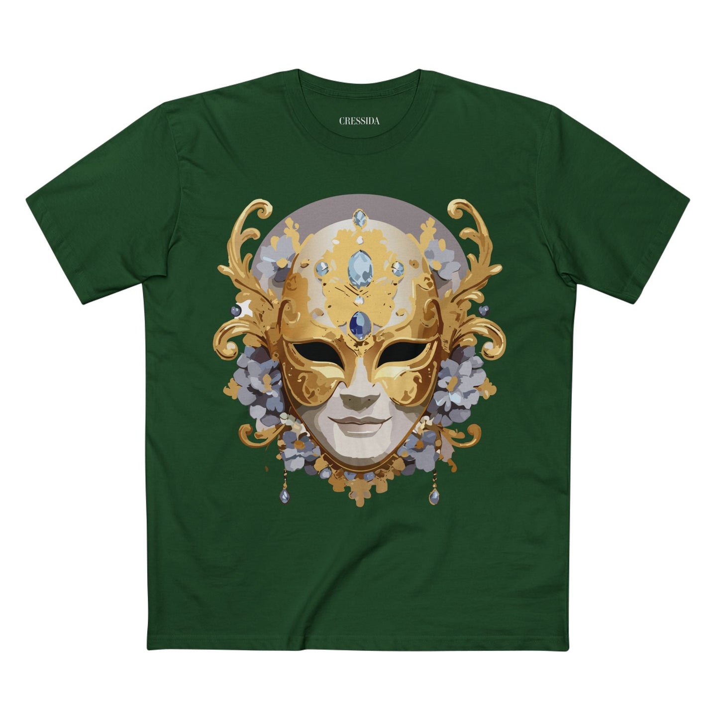 Carnival Mask Graphic T-Shirt Unisex 100 Cotton With Antique Gold Art Design Tee 6