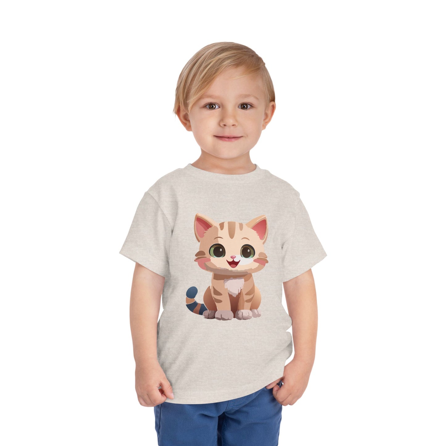 Bonita camiseta de manga corta para niños pequeños con gato: adorable camiseta con gráfico de gatito para niños (2 a 5 años)