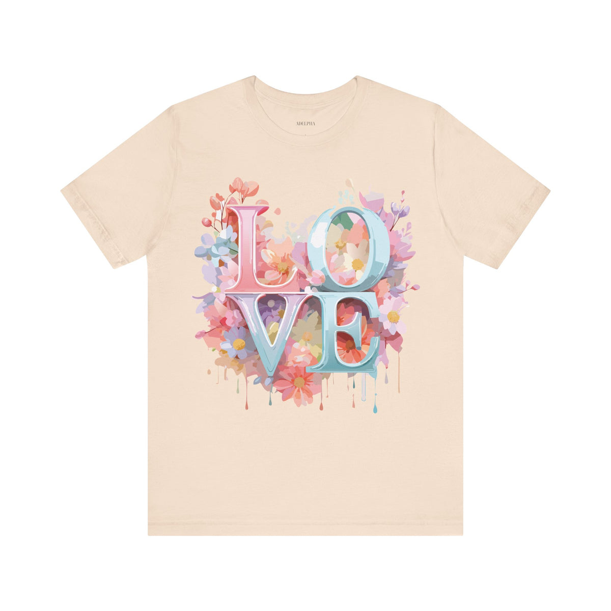 Valentine's Day Graphic Unisex Cotton Bella+Canvas Tee with Floral Art Design d110