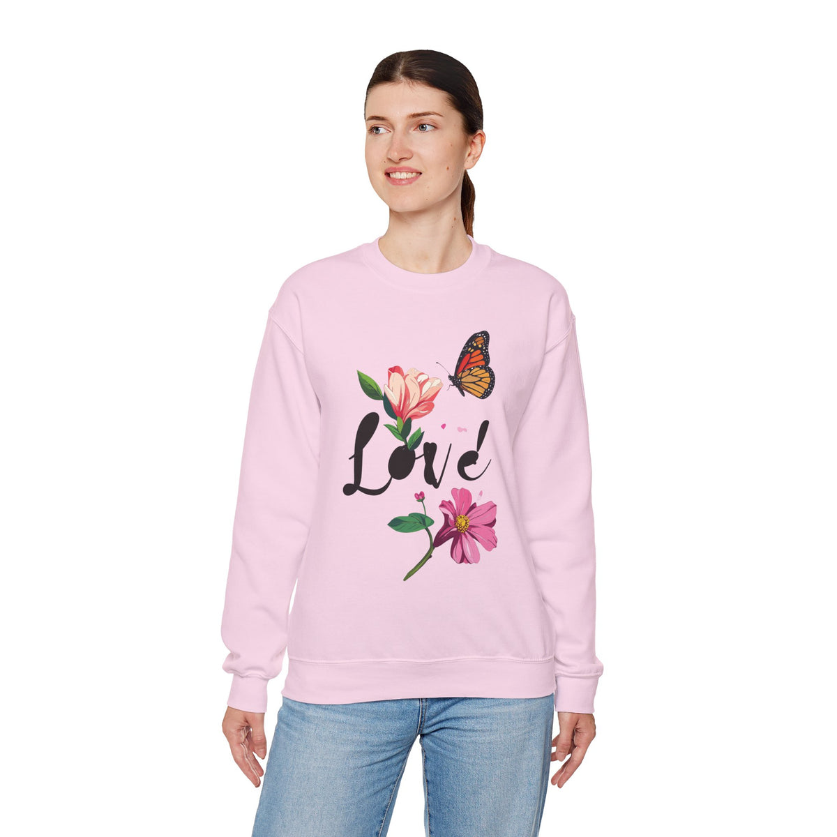 Floral Love Sweatshirt, Floral Butterfly Sweatshirt, Love Sweatshirt, Valentine's Day Sweatshirt, Floral Sweatshirt 120