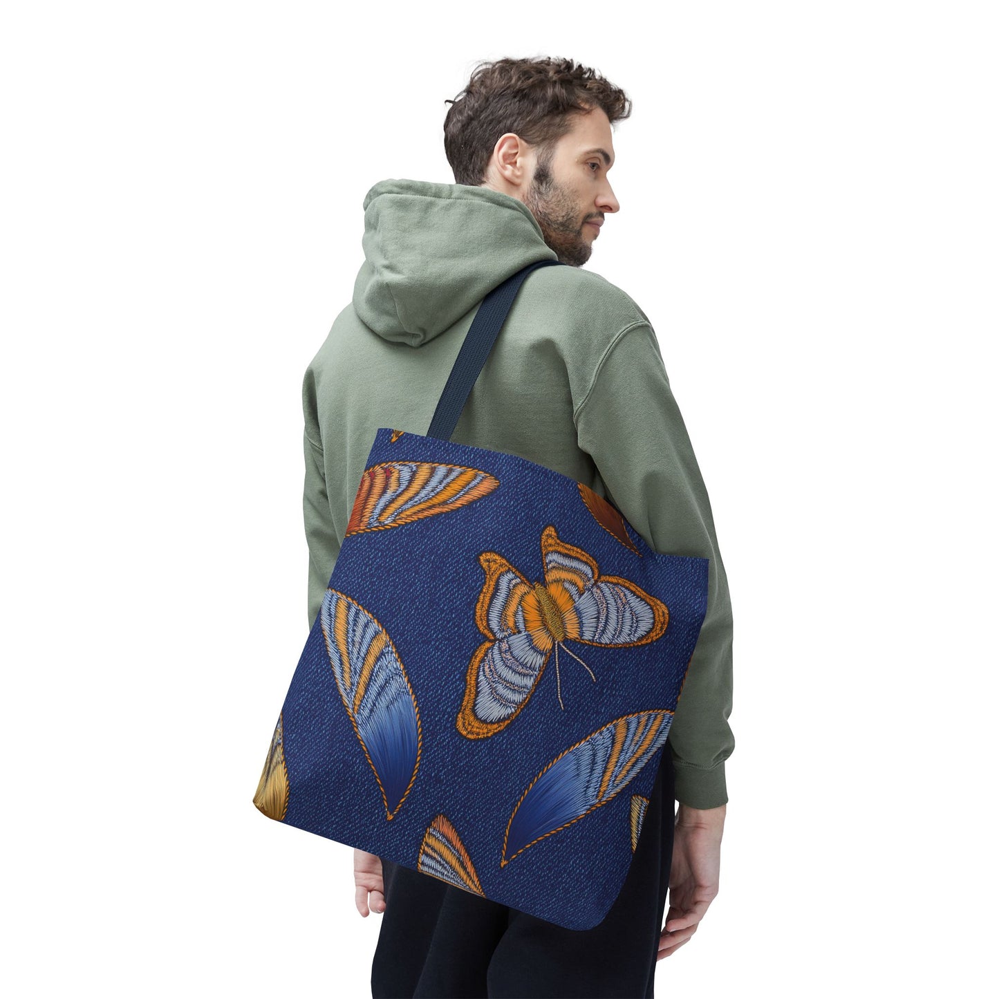 Denim Fabric Imitation Print Unisex Canvas Bag Poly Spun 3 Sizes Tote Bag 173