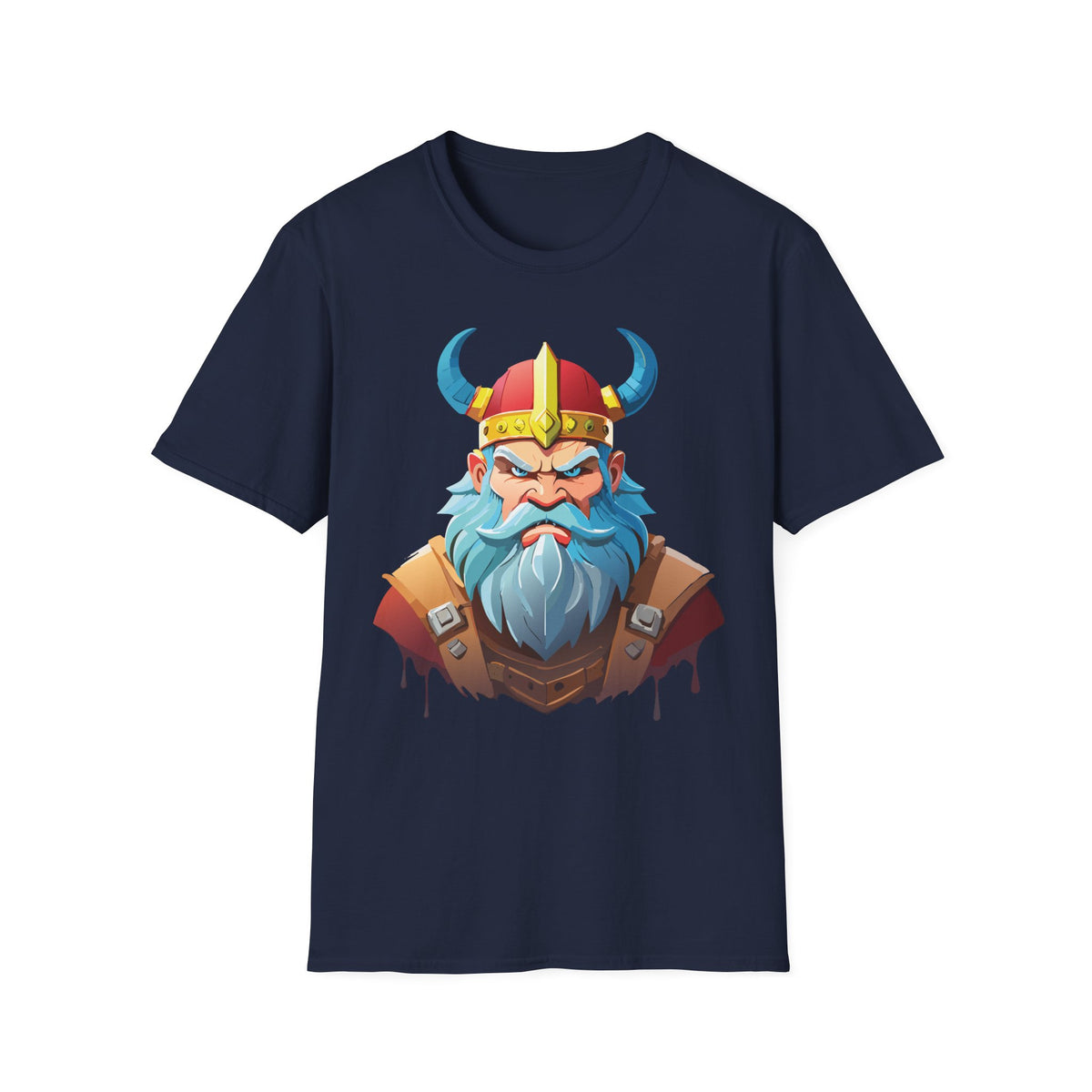 Viking Warrior Graphic T-Shirt | Horned Helmet Illustration, Bold Beard