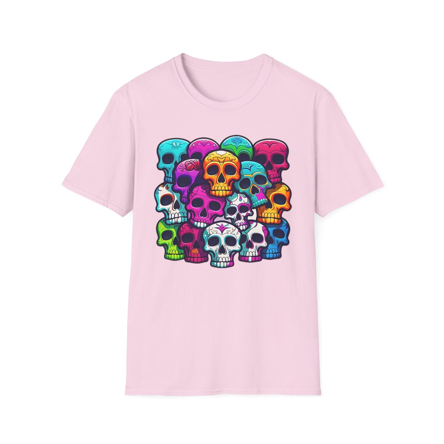Unisex Skull Tee Shirt With Skeleton Design Gildan Softstyle 64000 100 Percent Ring Spun Cotton