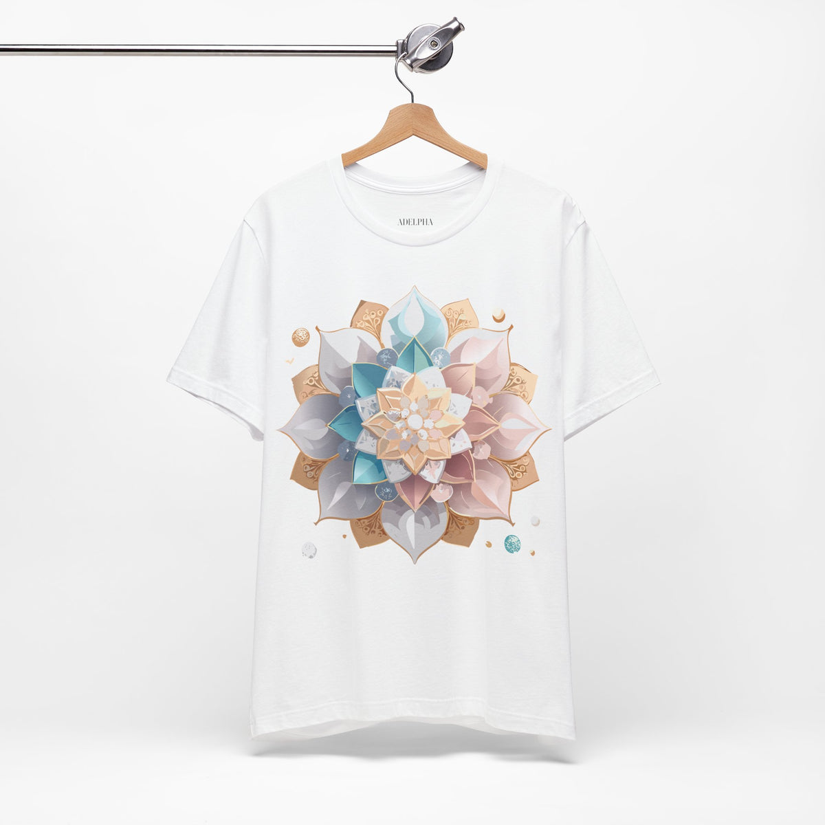 Mandala Graphic Unisex Cotton Bella+Canvas Tee with Floral Art Design d22