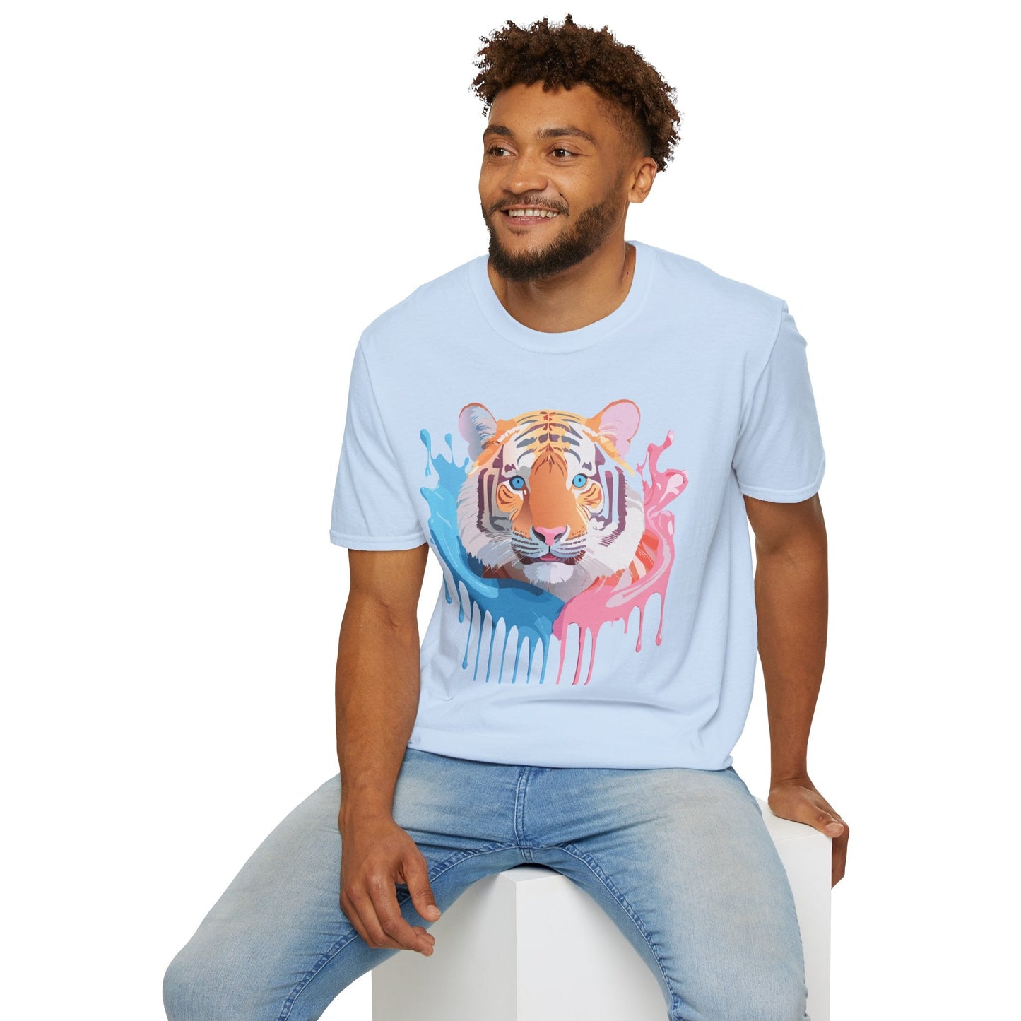 Tiger Shirt Unisex Animal Print Tee Gildan Softstyle 64000 Cotton