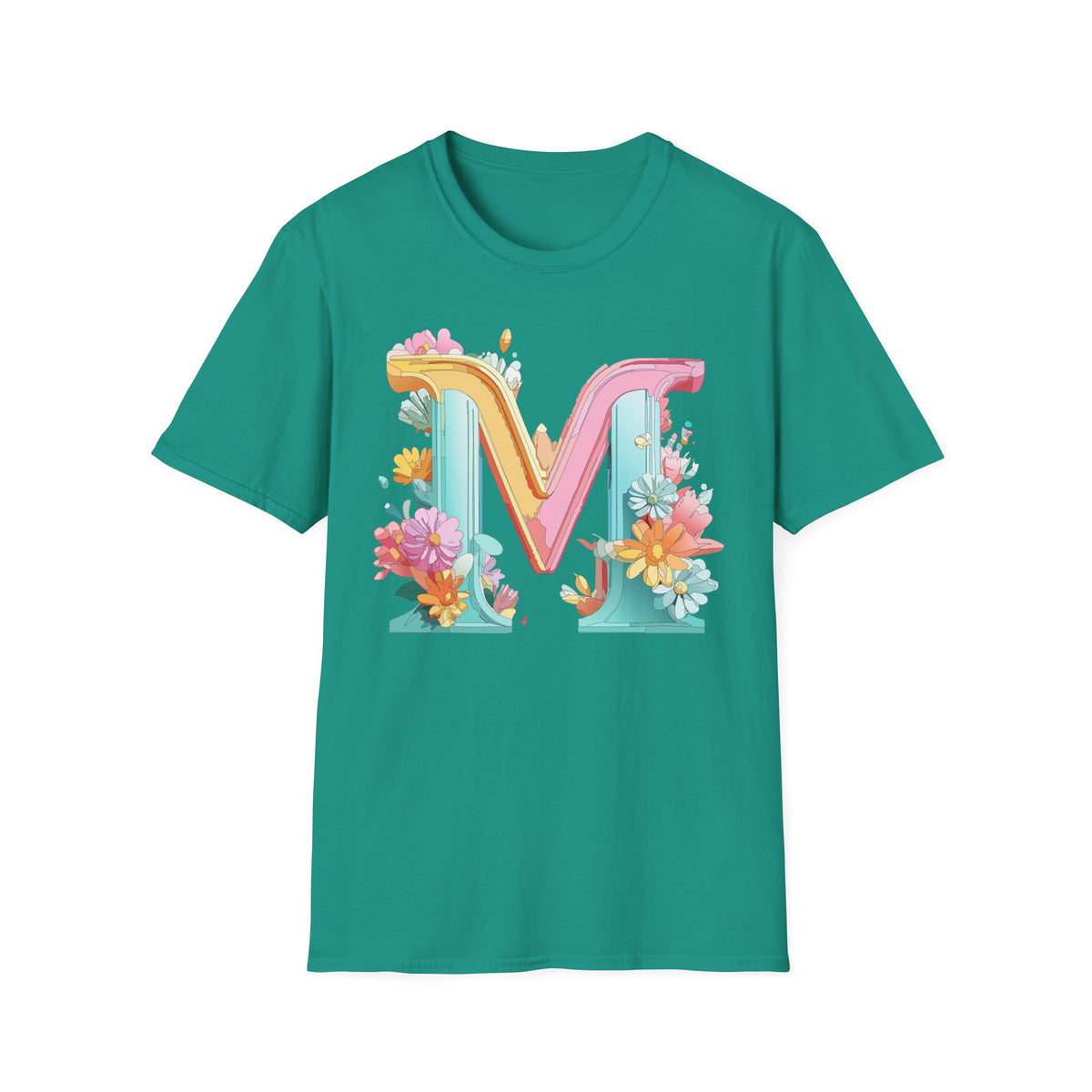 Floral Pastel Letter M T-Shirt | Monogram Initial Tee