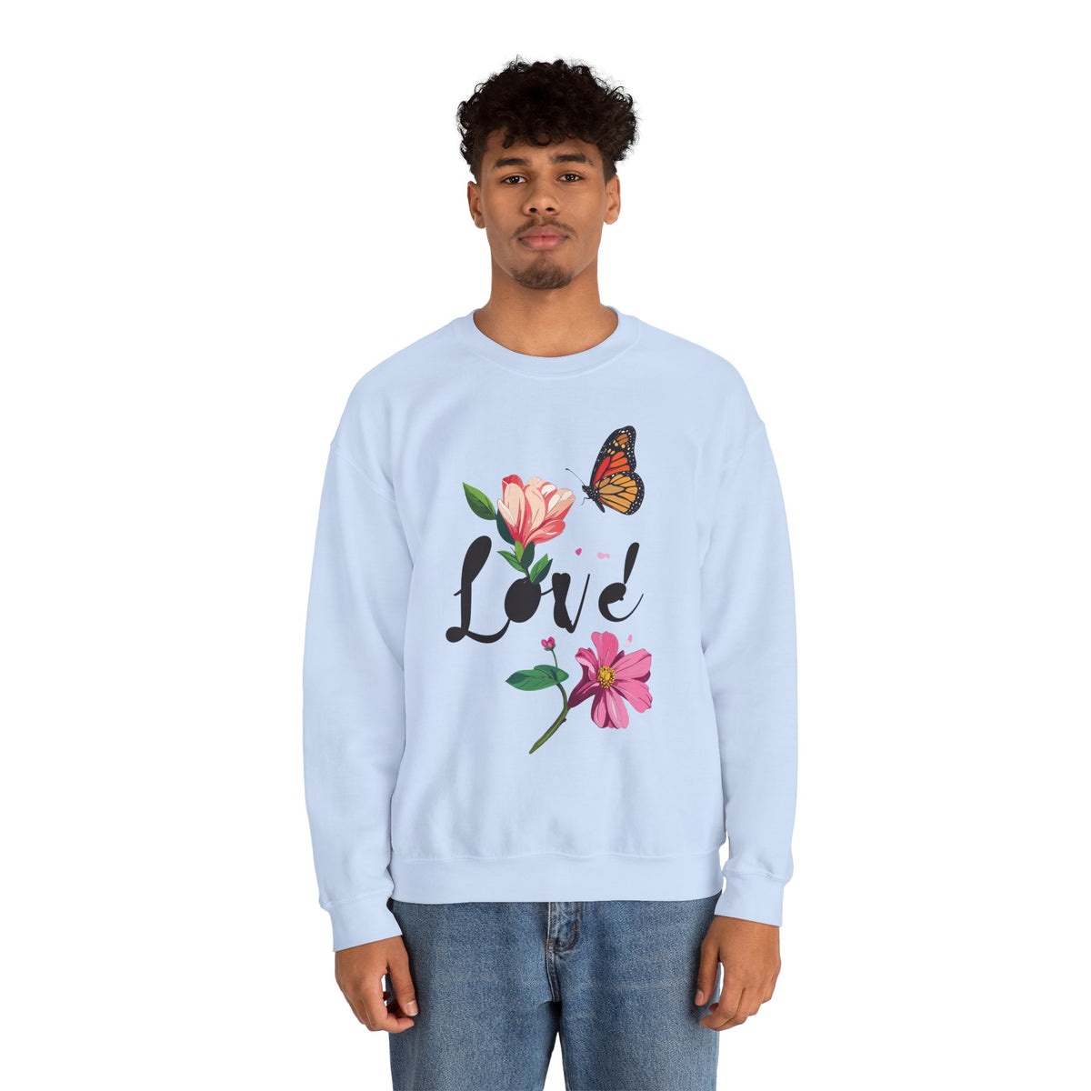 Floral Love Sweatshirt, Floral Butterfly Sweatshirt, Love Sweatshirt, Valentine's Day Sweatshirt, Floral Sweatshirt 120