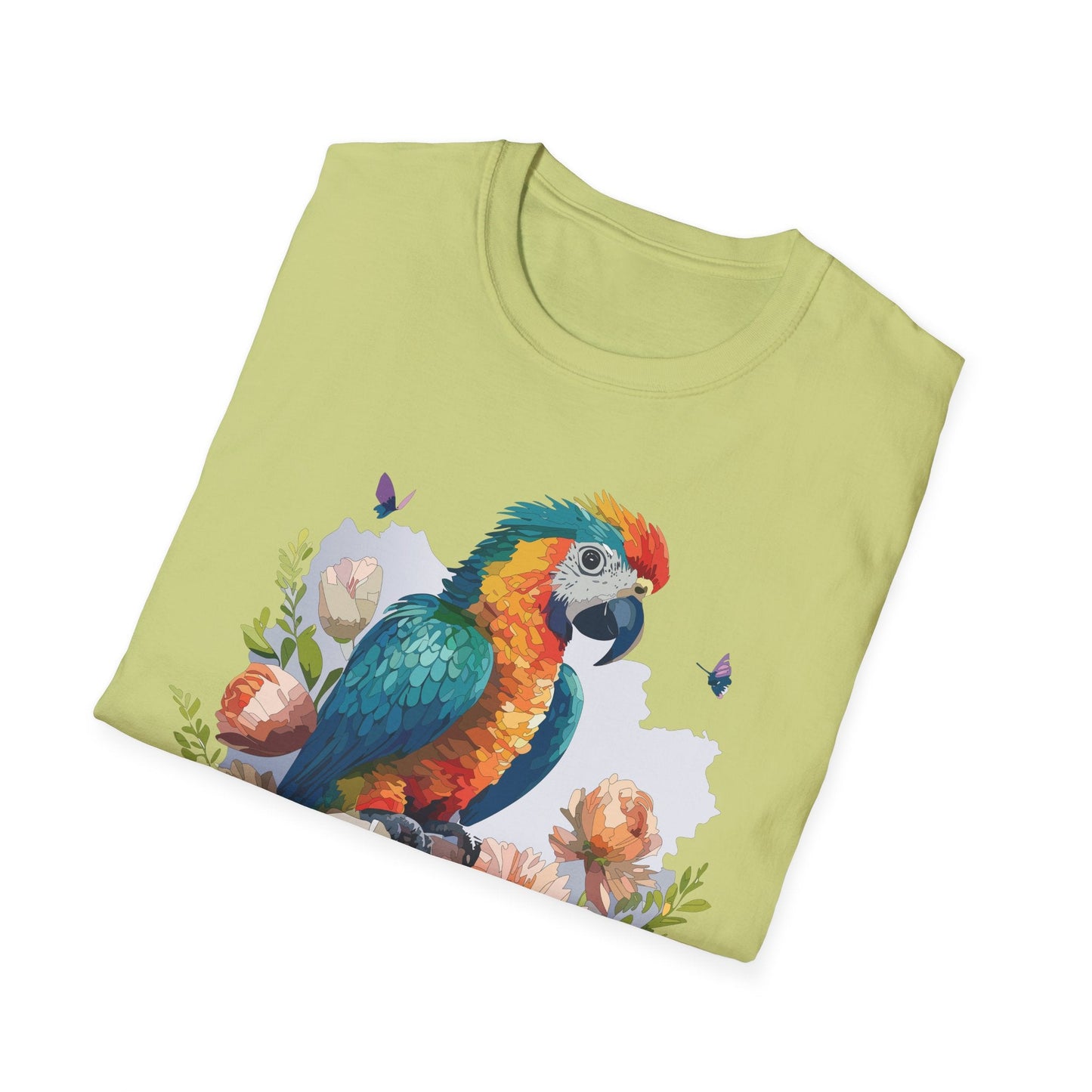 Bird T Shirt Floral Bird Print Unisex Softstyle Cotton Tee Animal Graphic Tee For Everyday Wear