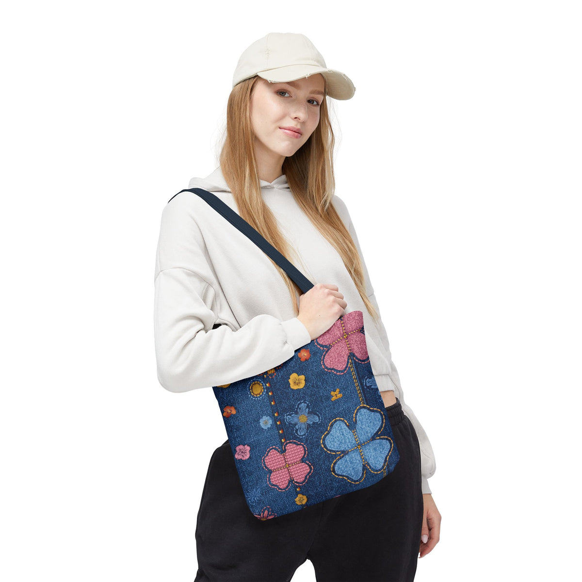 Denim Fabric Imitation Print Unisex Canvas Bag Poly Spun 3 Sizes Tote Bag 129