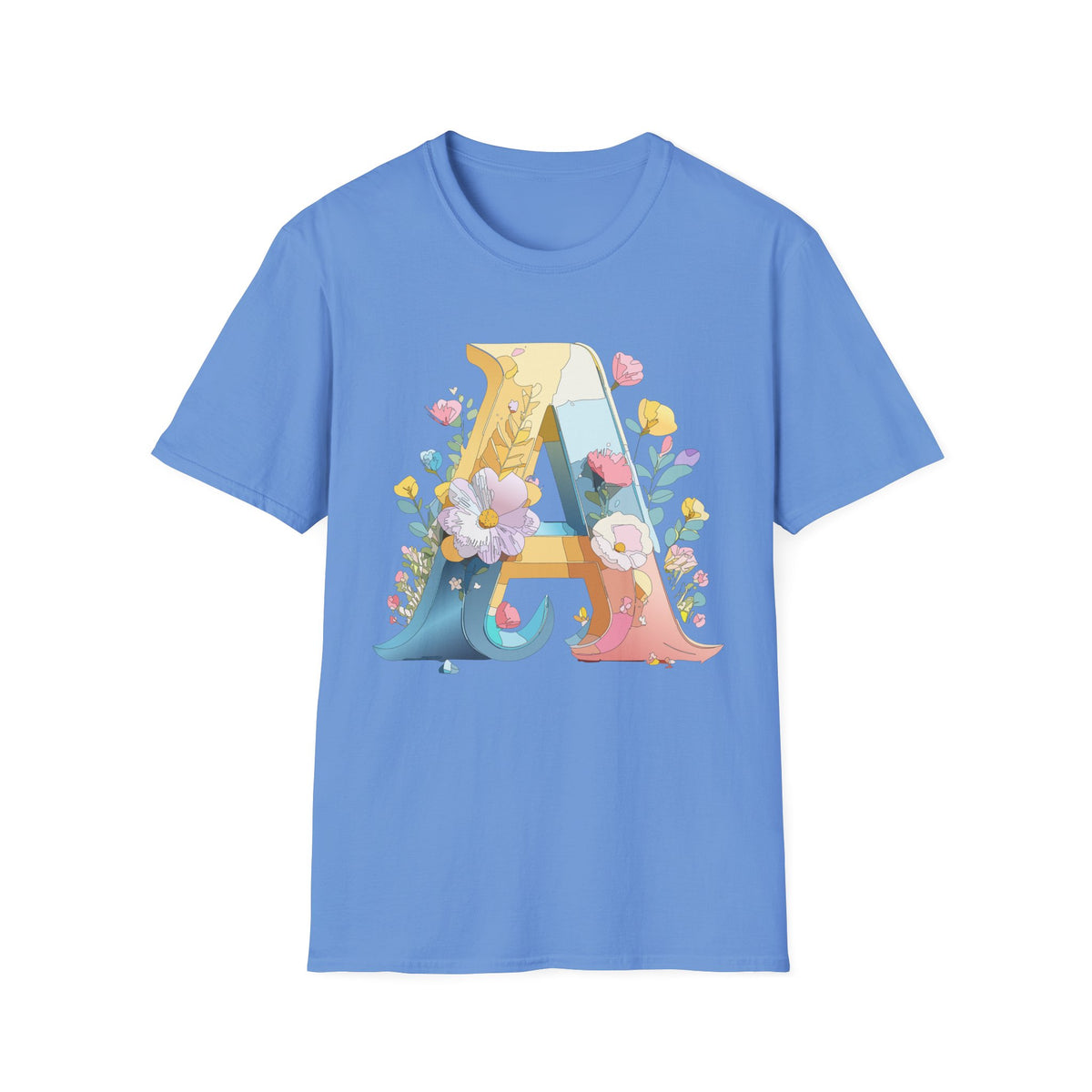 Floral Letter A T-Shirt | Monogram Initial Tee with Flowers