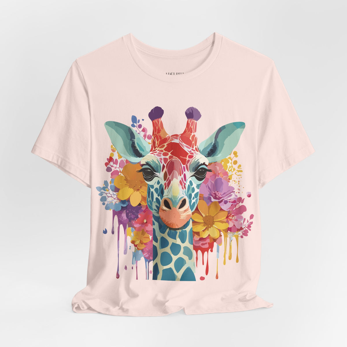 Giraffe Graphic Unisex Cotton Bella+Canvas Tee with Art Animal Design e17
