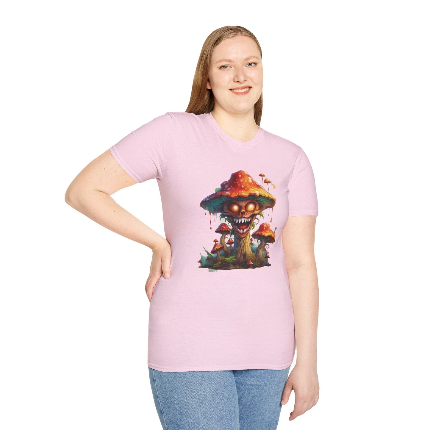 Mashroom Tee Shirt Unisex Softstyle 64000 100% Ring Spun Cotton with Funny Mushroom Artwork
