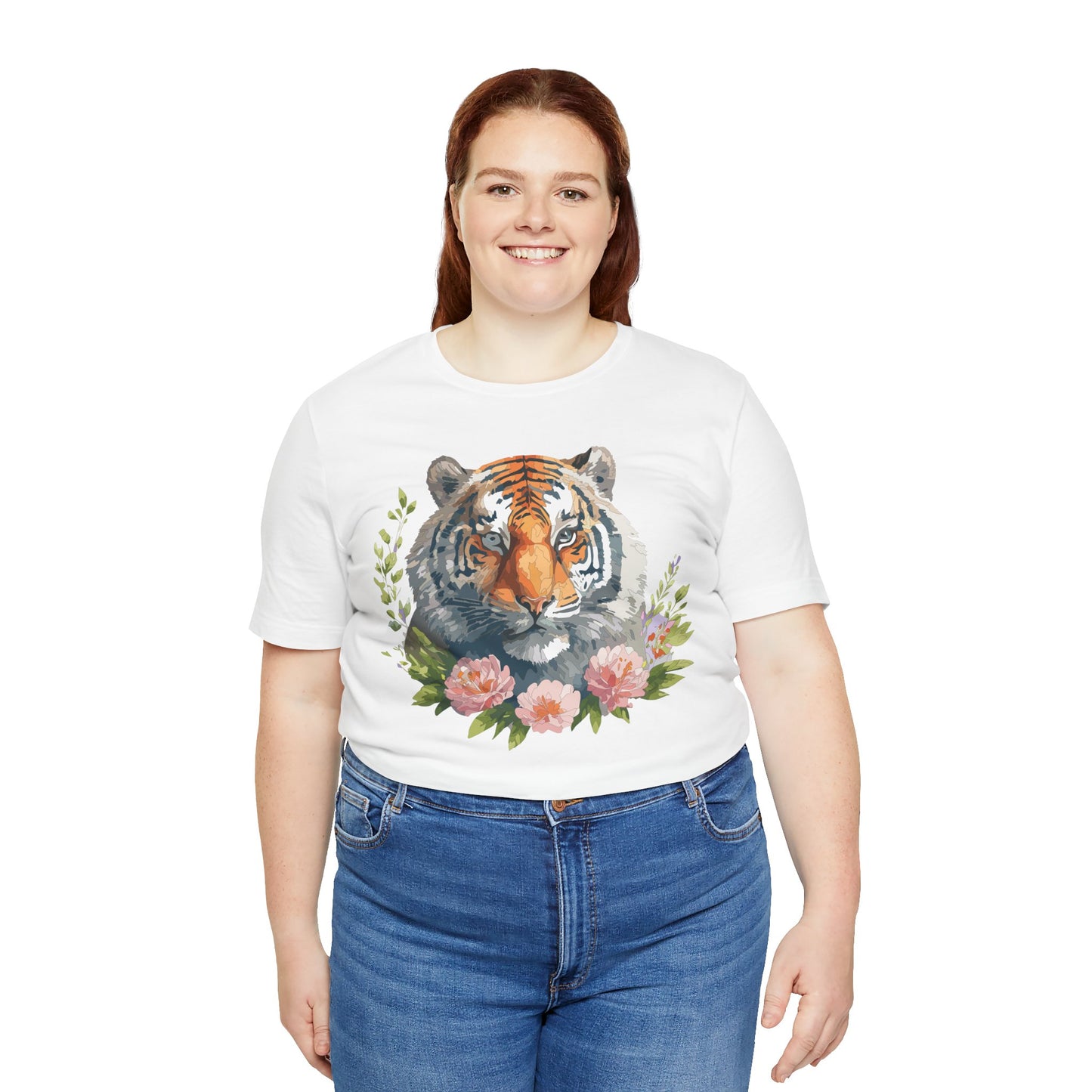 Floral Tiger Shirt, Animal Shirt, Tiger Tee, Unisex Tee, Floral T-shirt, T-Shirt with Animal