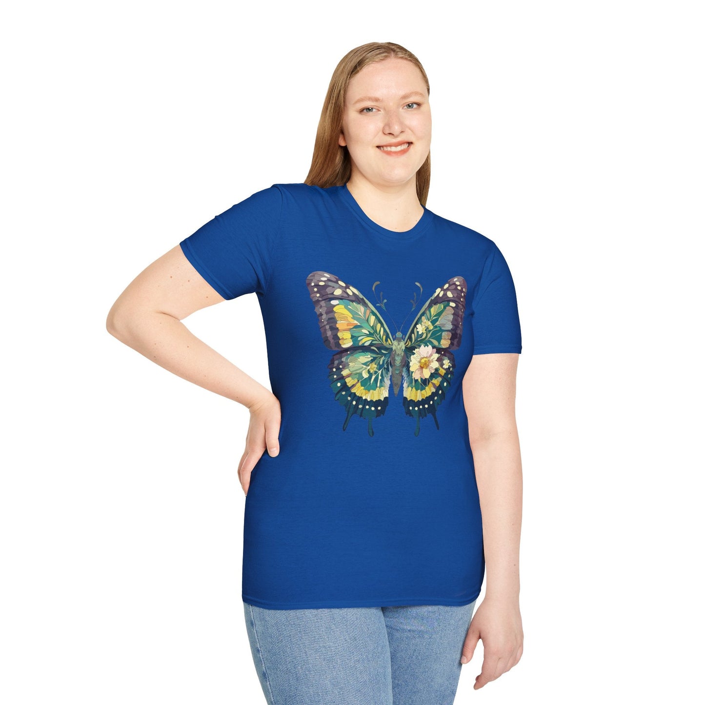 Butterfly Shirt Unisex Monarch Print T Shirt Gildan Softstyle 64000 Lightweight Tee