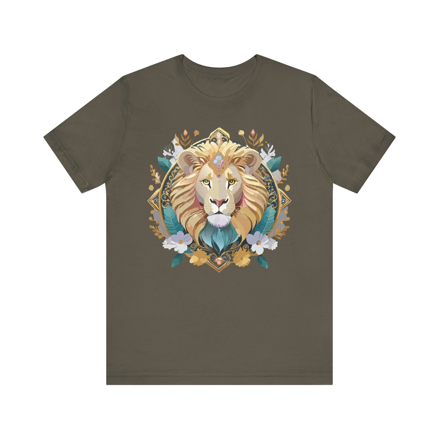 Unisex Lion Graphic Tee, Animal Shirt, Tee Shirt with Lion, Medallion T-Shirt, Animal Medallion Tees 2