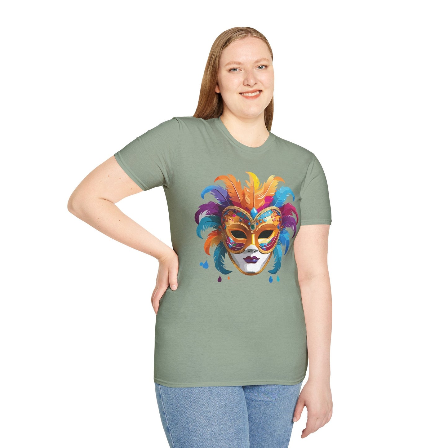 Mask Tee Shirt Unisex Masquerade Design Art Graphic Gildan Softstyle 64000 Cotton Tee