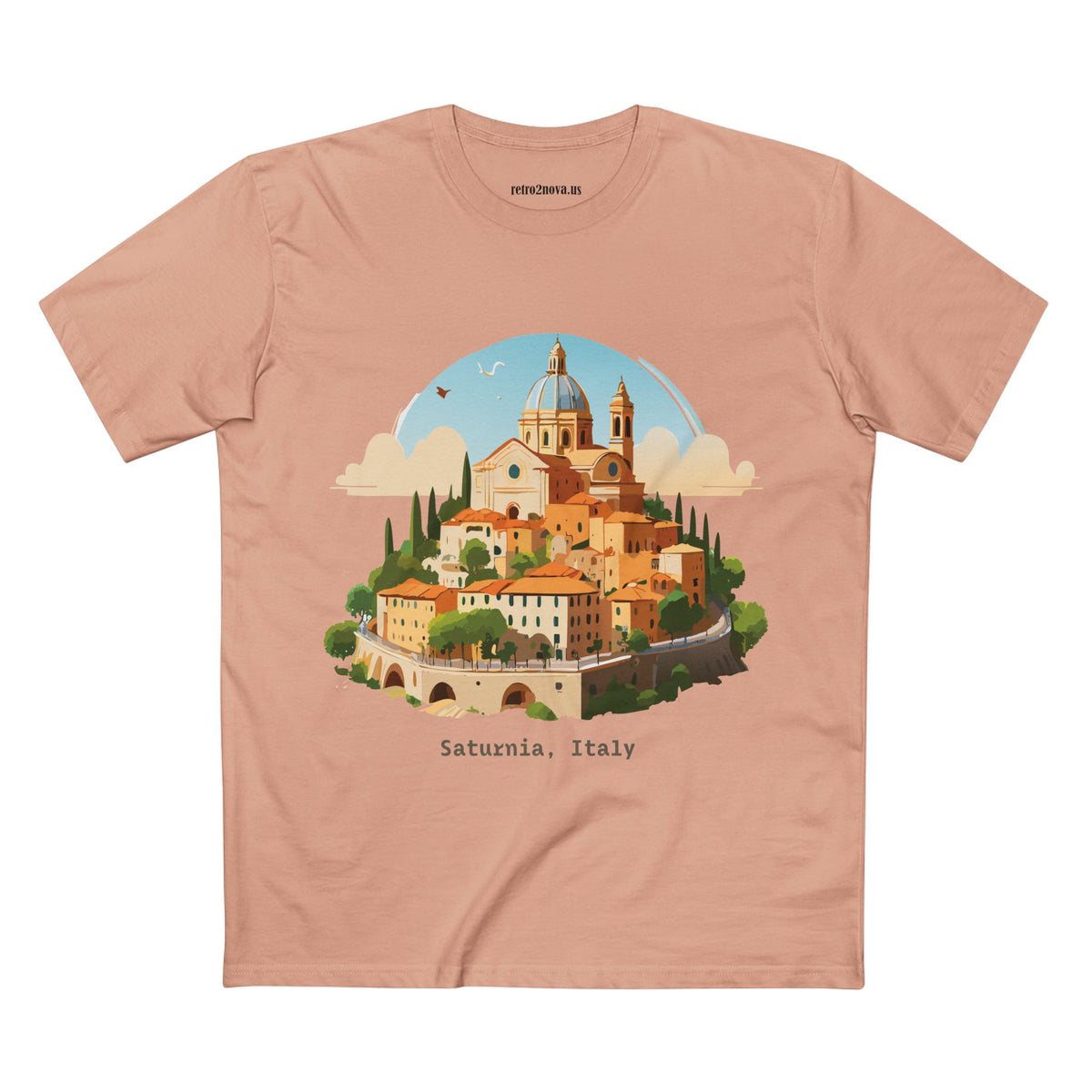 Saturnia Italy village illustration T-Shirt | Italian travel souvenir tee