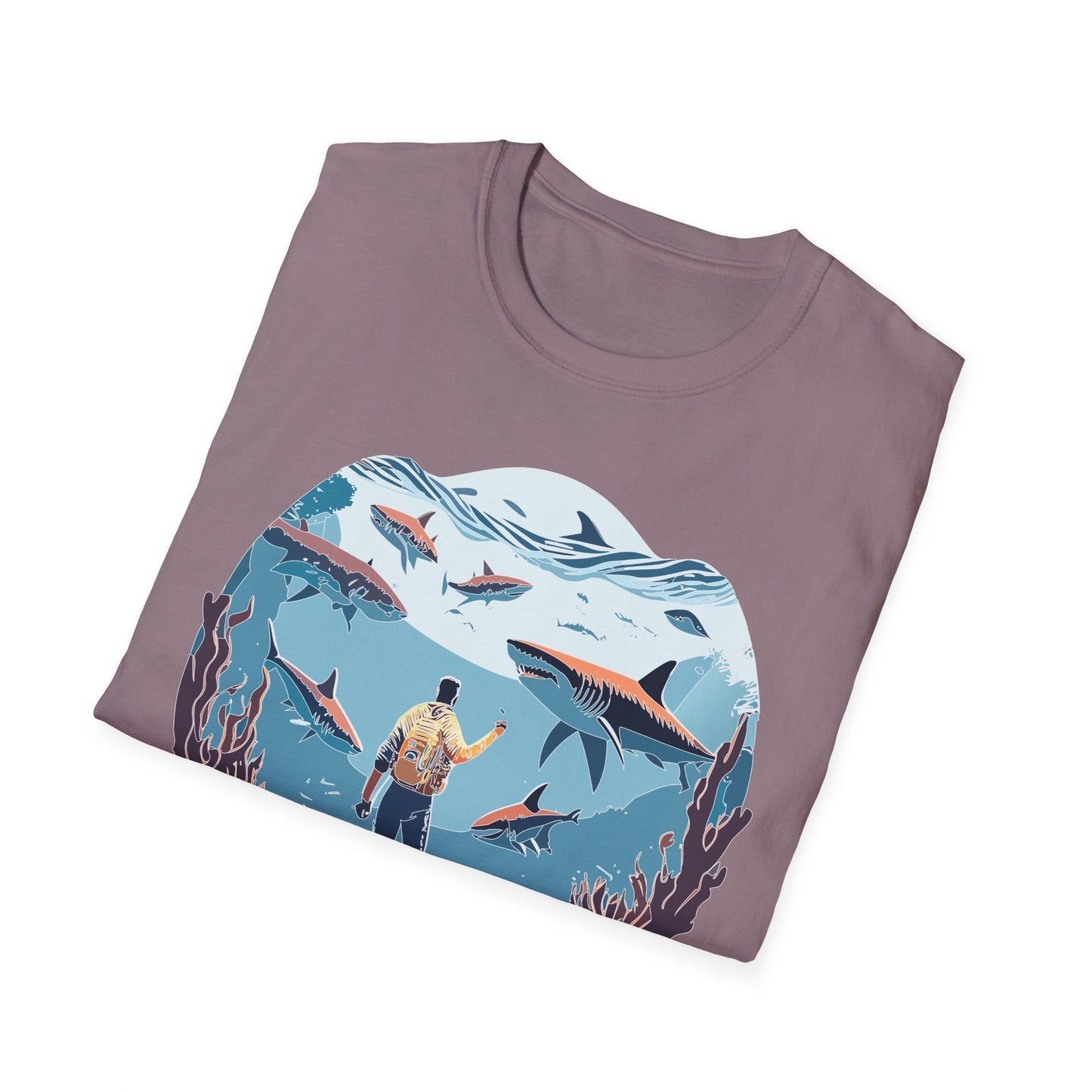 Ocean Theme Unisex Softstyle T Shirt 64000 Cotton Tee With Ocean Art Design Breathable