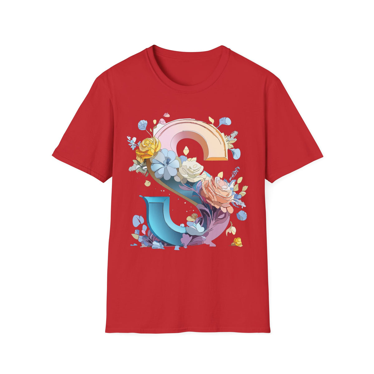 Floral Rainbow Letter S T-Shirt | Floral Initial Tee