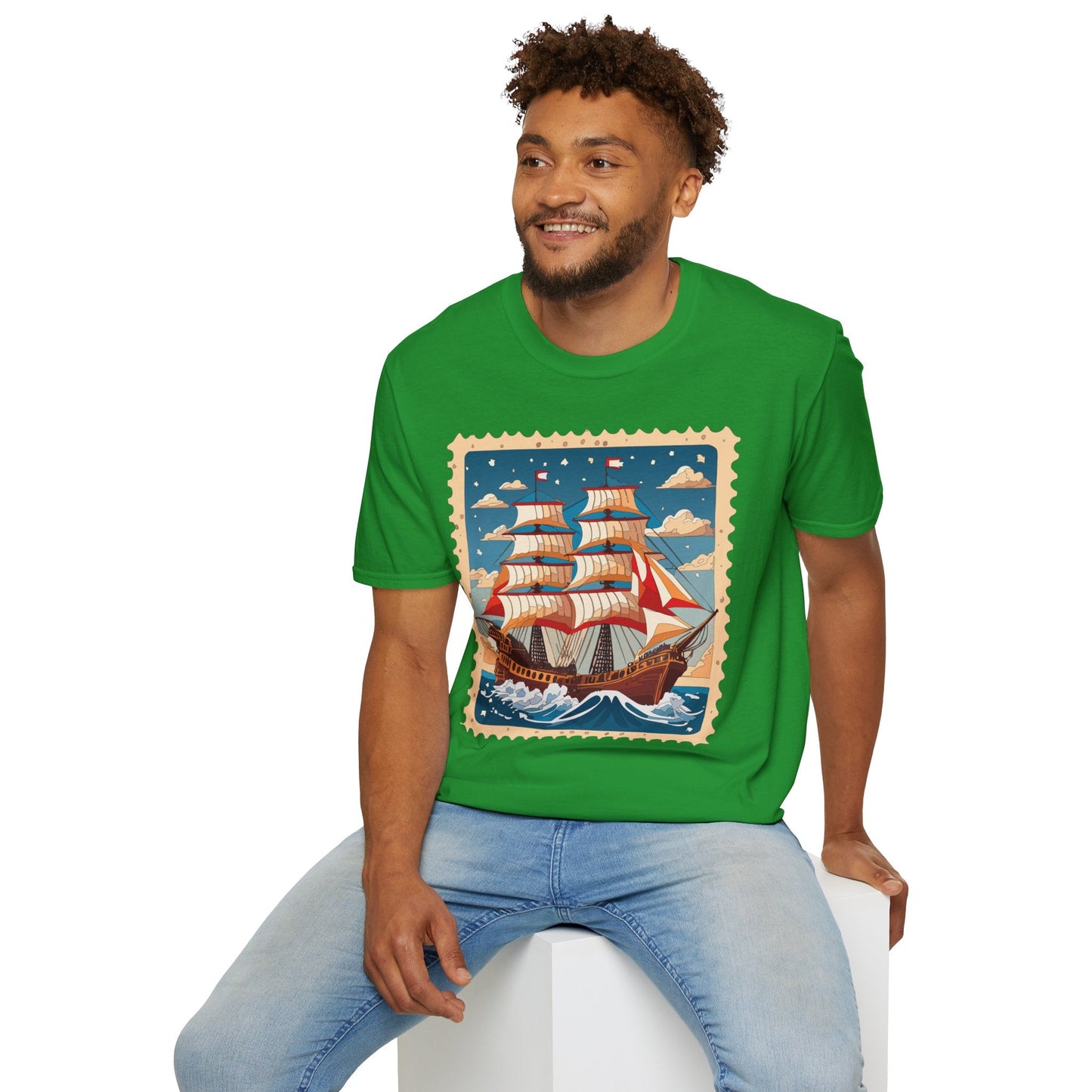 Ship T Shirt Unisex Frigate Vessel Tee Gildan Softstyle 64000 100 Percent Ring Spun Cotton