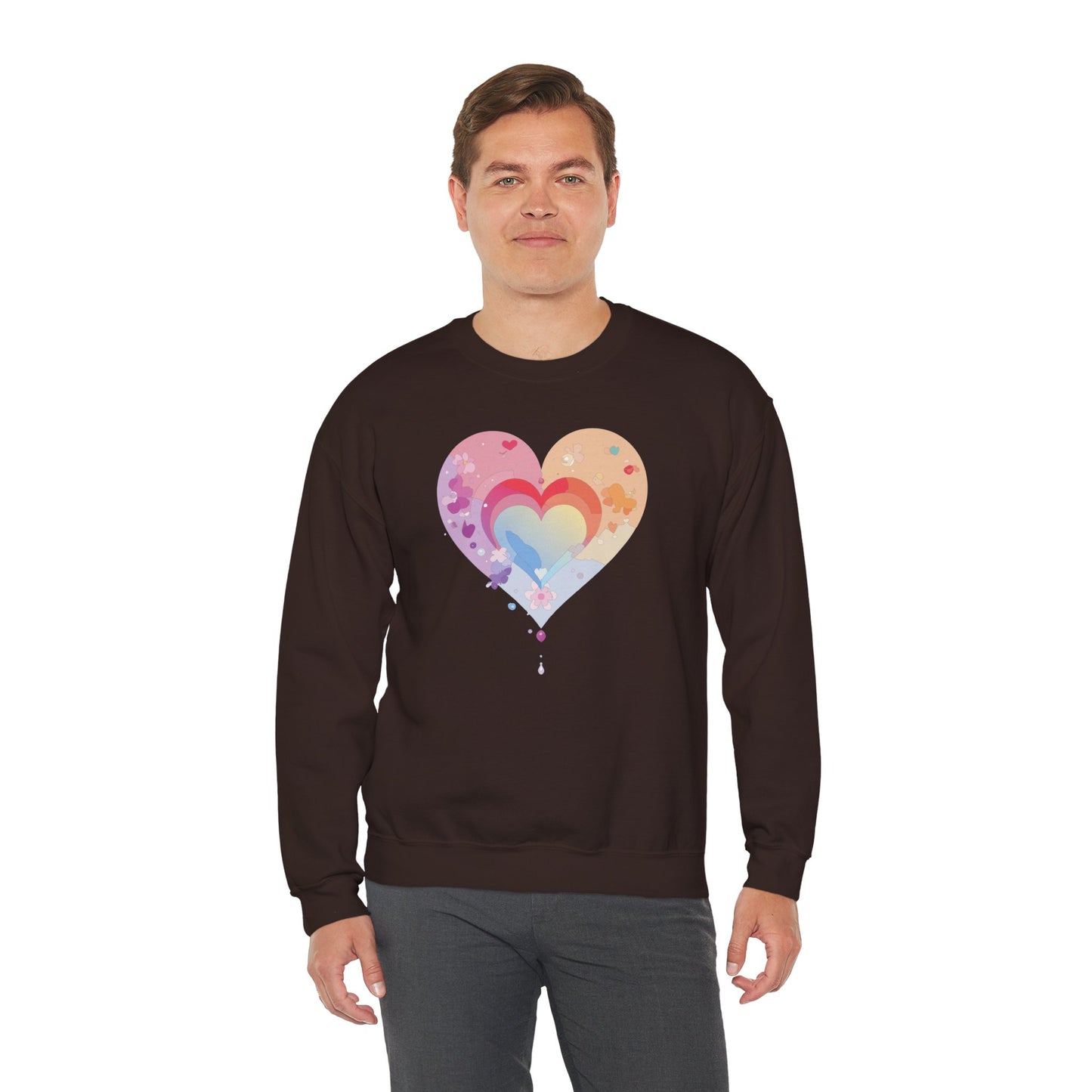 Rainbow Heart Sweatshirt, Floral Heart Sweatshirt, Floral Love Sweatshirt, Valentine's Day Sweatshirt, Rainbow Heart Floral Sweatshirt 114