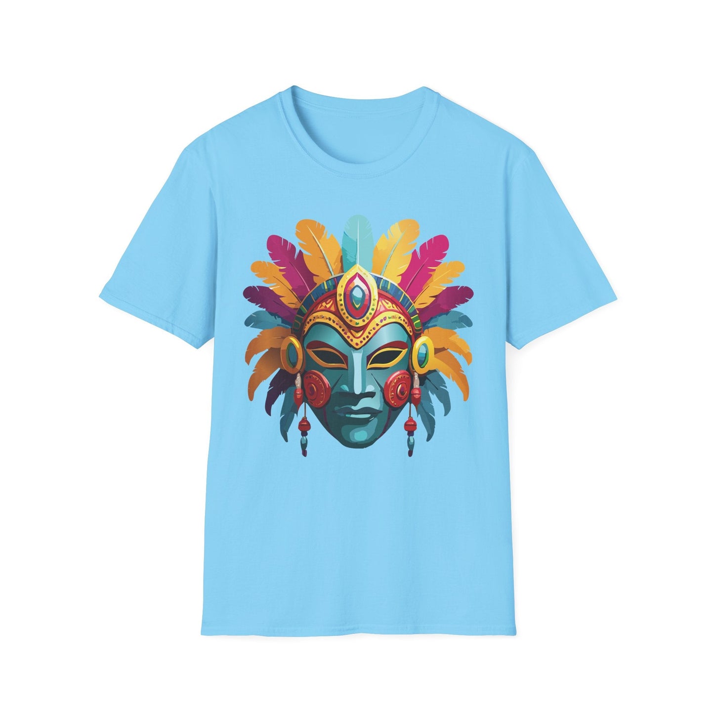 Mask Tee Shirt Unisex Short Sleeve Graphic Tee Masquerade Design 100 Percent Ring Spun Cotton