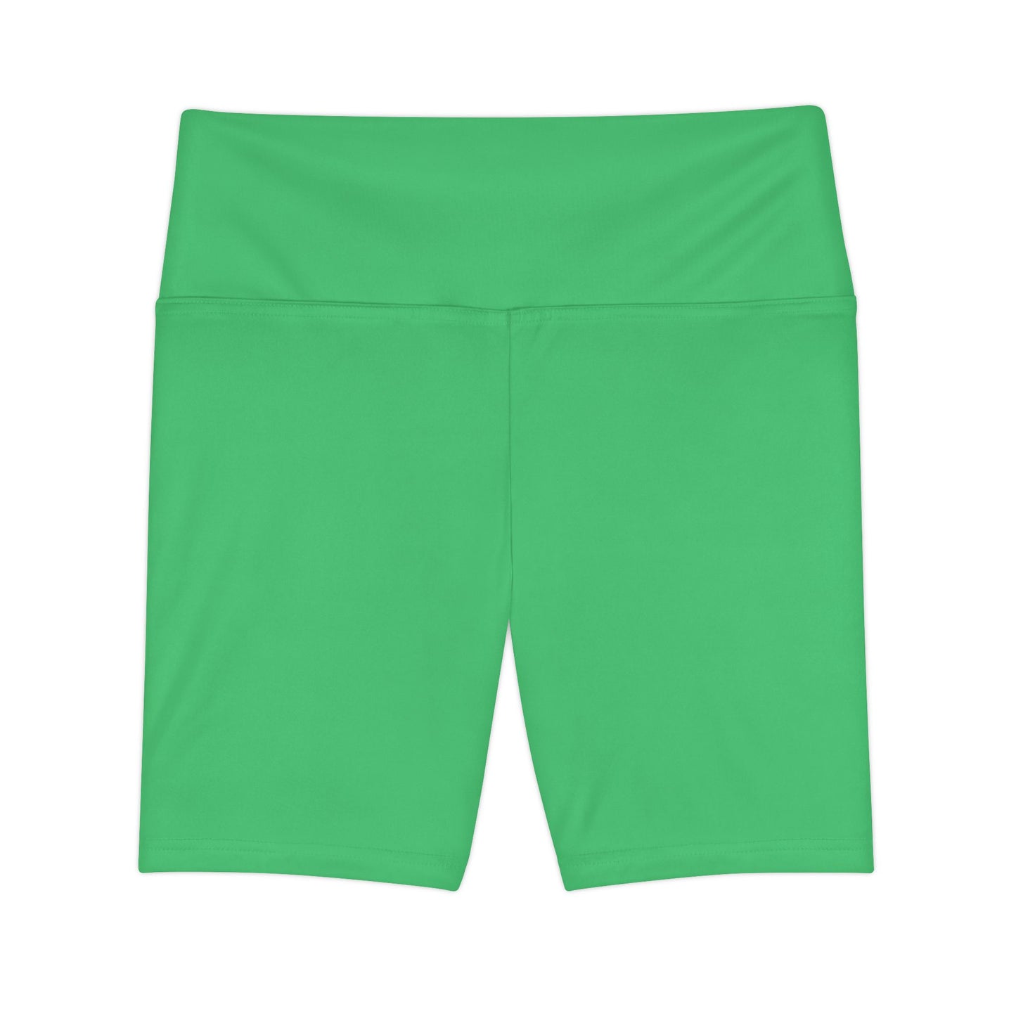 Emerald Green Women's Workout Shorts — Solid Green High-Waist Biker Shorts