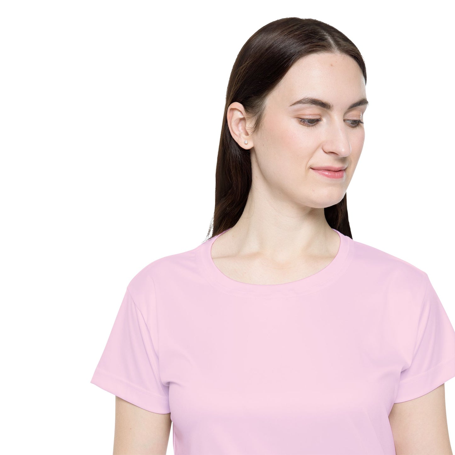 Petal Frost Pink Women's Sports Jersey Short Sleeves 100% Poly Solid Ligh Pink Color Print Athletic Tee