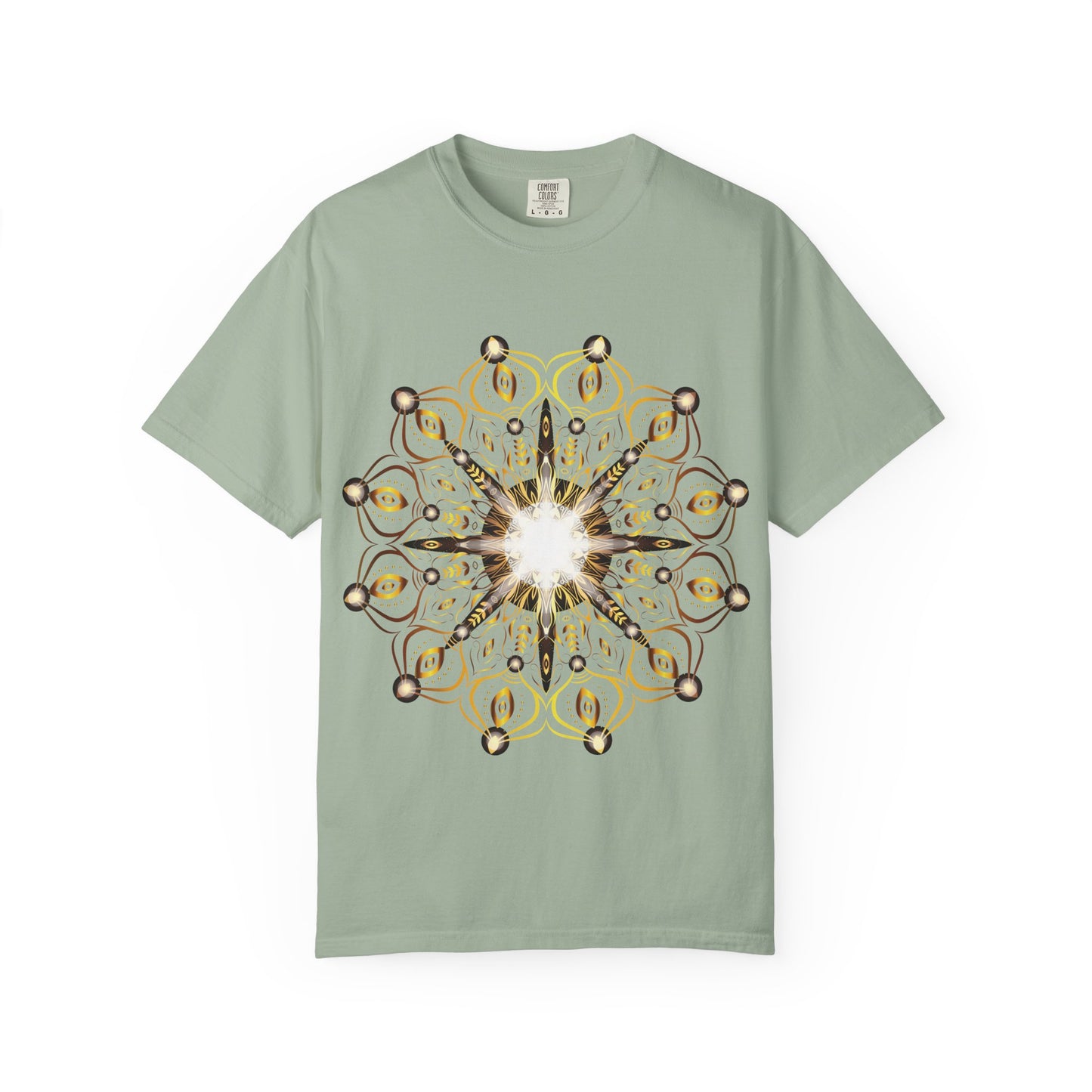 Unisex Garment Dyed Cotton T-Shirt with Mandala Graphic Design