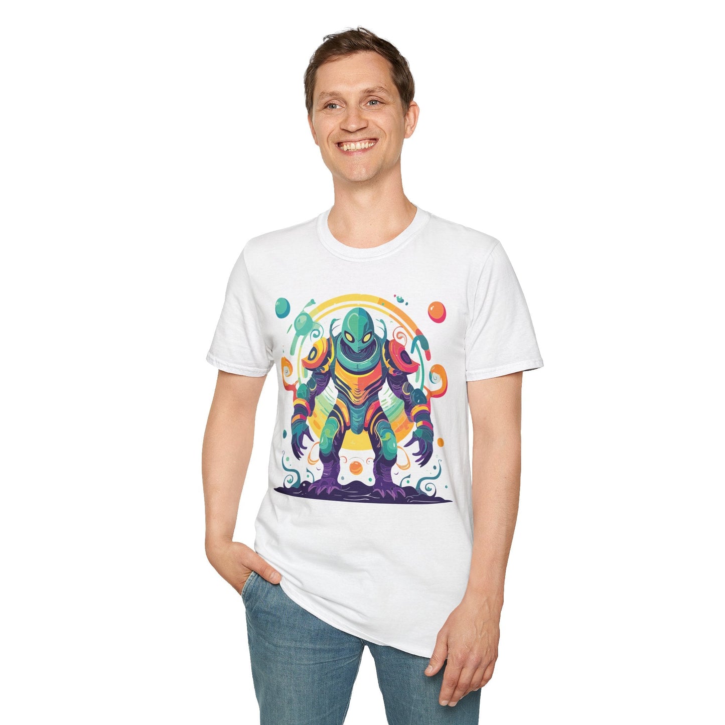 Cosmos Alien T Shirt Unisex Softstyle 64000 with Art Design Durable Comfort Artwork Tee