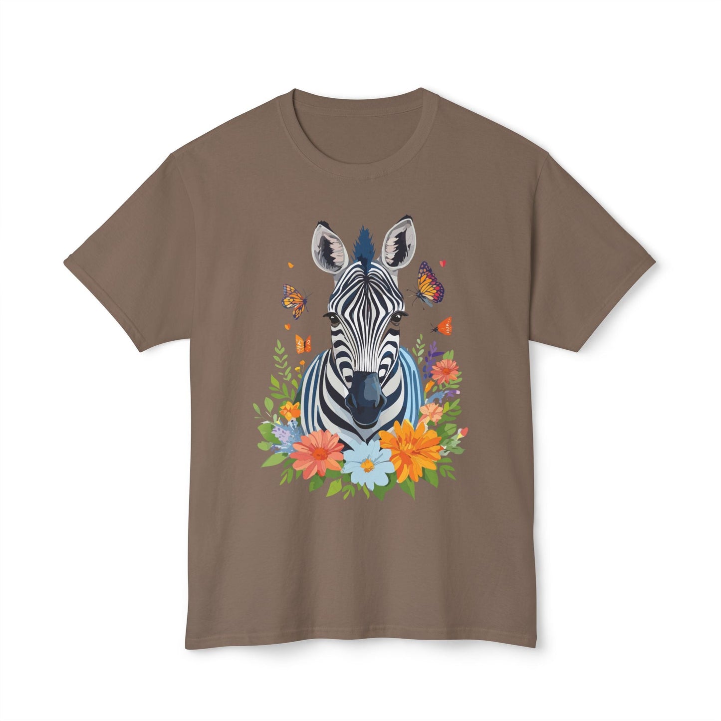 Zebra Art Print T Shirt Unisex Cotton Tee With Floral Design Vintage Zebra Theme
