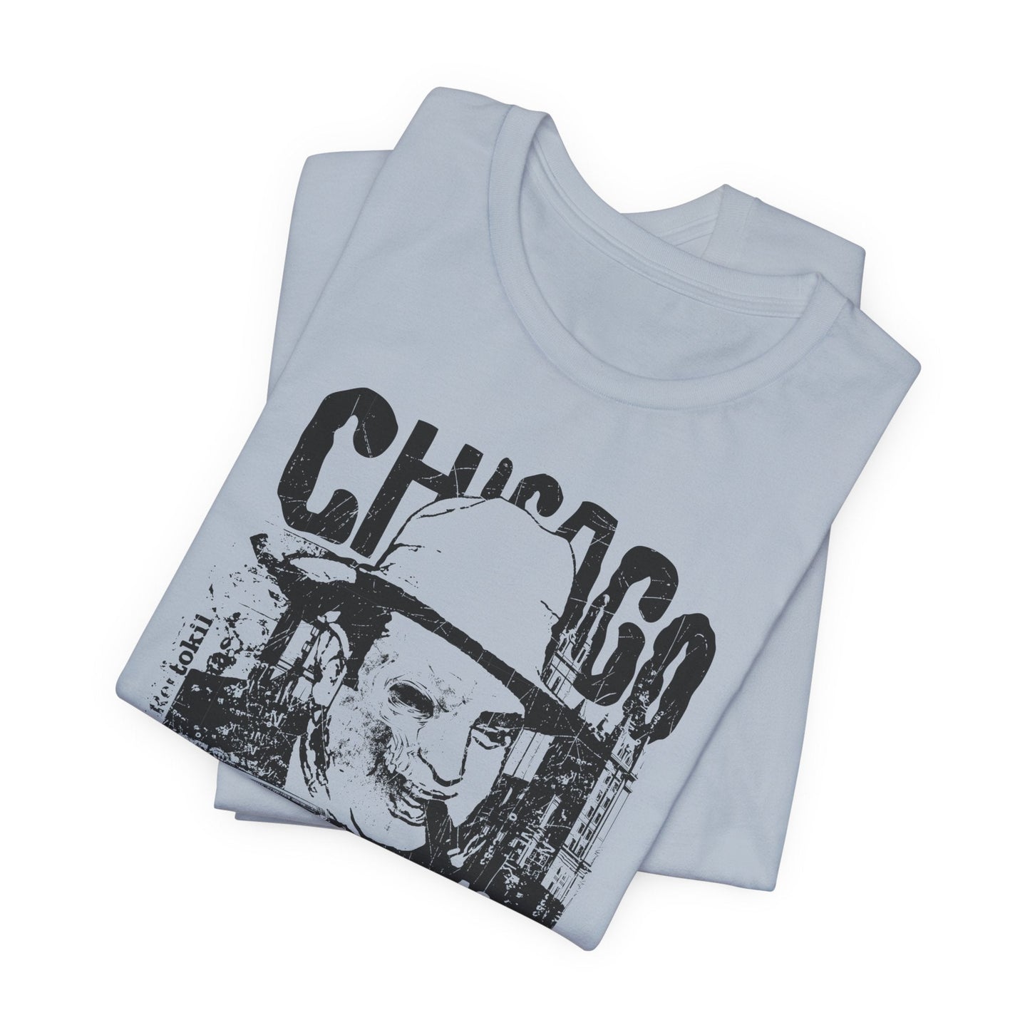 Chicago Retro Mobster Illustration Tee Vintage Car Cityscape Art Design T-Shirt A-8