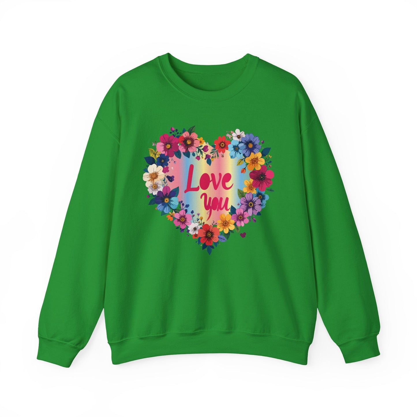 Valentines Day Floral Heart Sweatshirt Unisex Crewneck Floral Love You Gildan 18000 Heavy Blend
