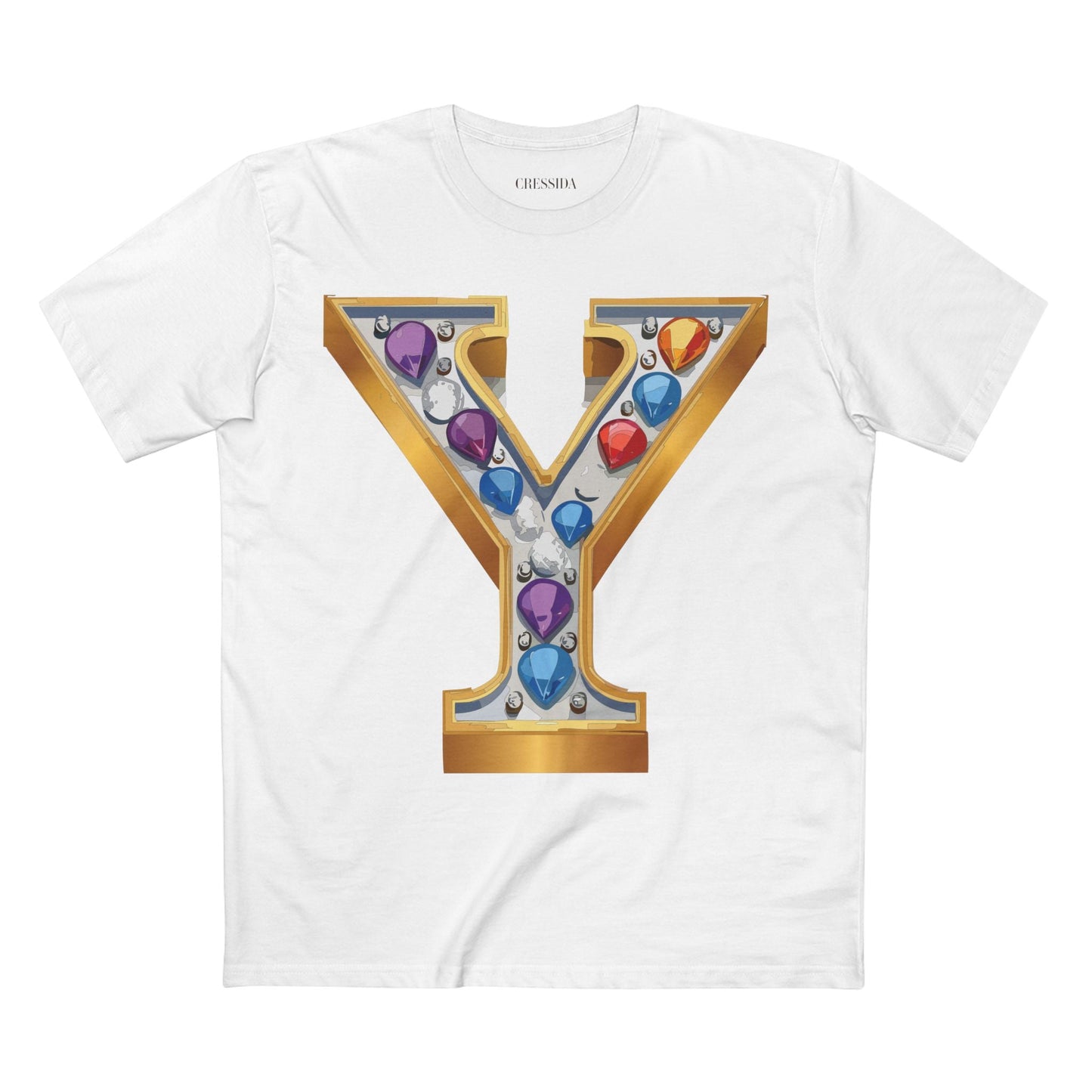 Letter Y Graphic Design Tee Unisex 100 Cotton With Antique Gold Letters Artwork T-Shirt