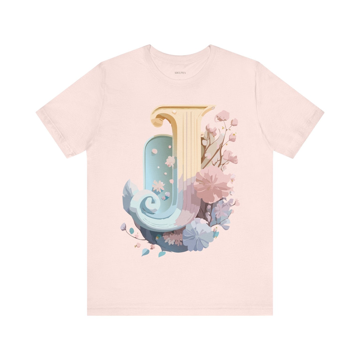 Letter J Shirt Unisex Graphic Tee Adelpha Vintage Inspired Artwork Design Short Sleeve