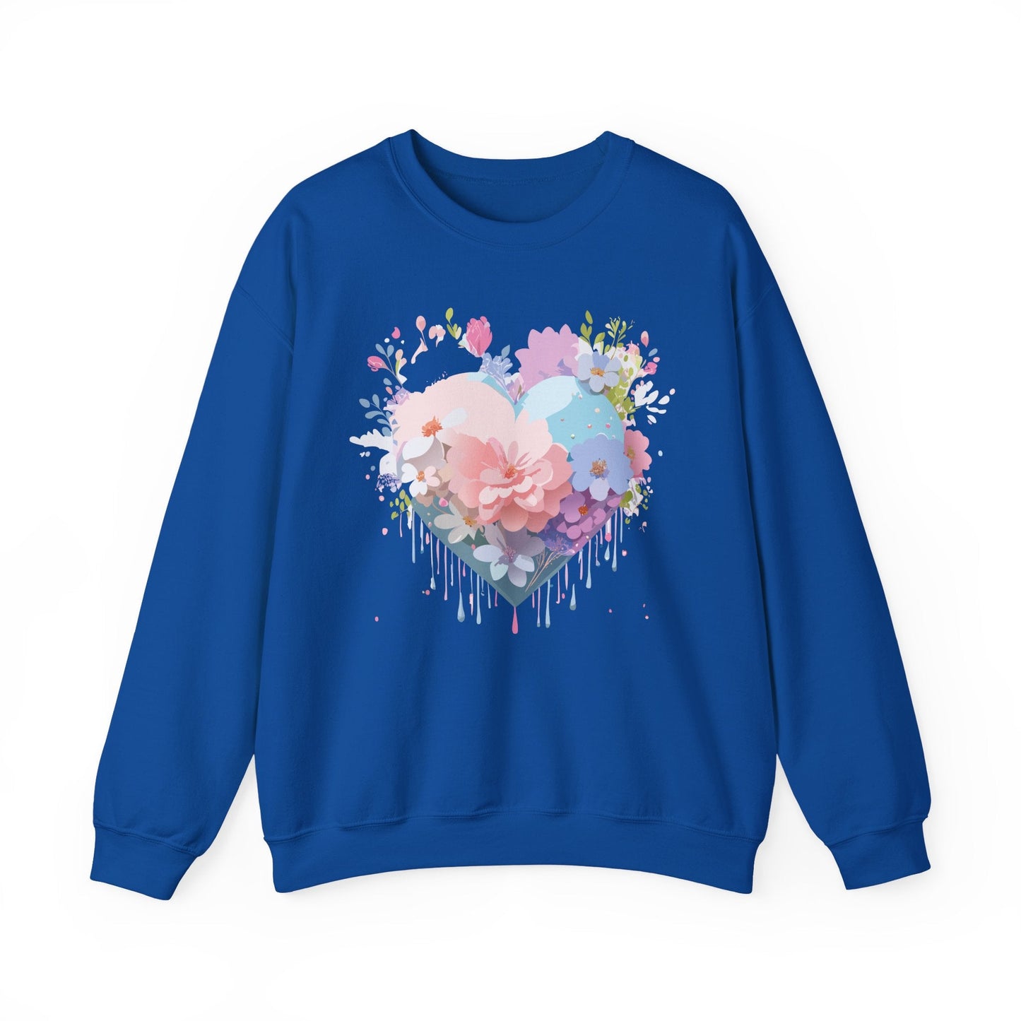 Floral Heart Sweatshirt Unisex Heavy Blend Crewneck Valentines Day Floral Love Cozy