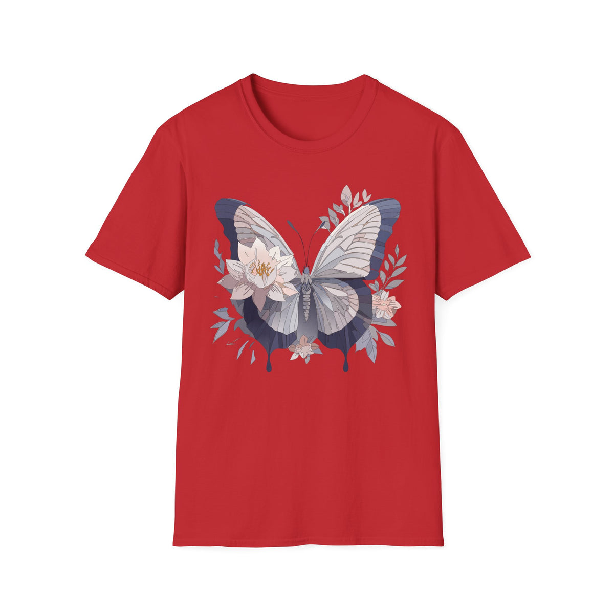 Floral Butterfly Flower Wings Graphic Design Unisex 100 Cotton Gildan T-Shirt
