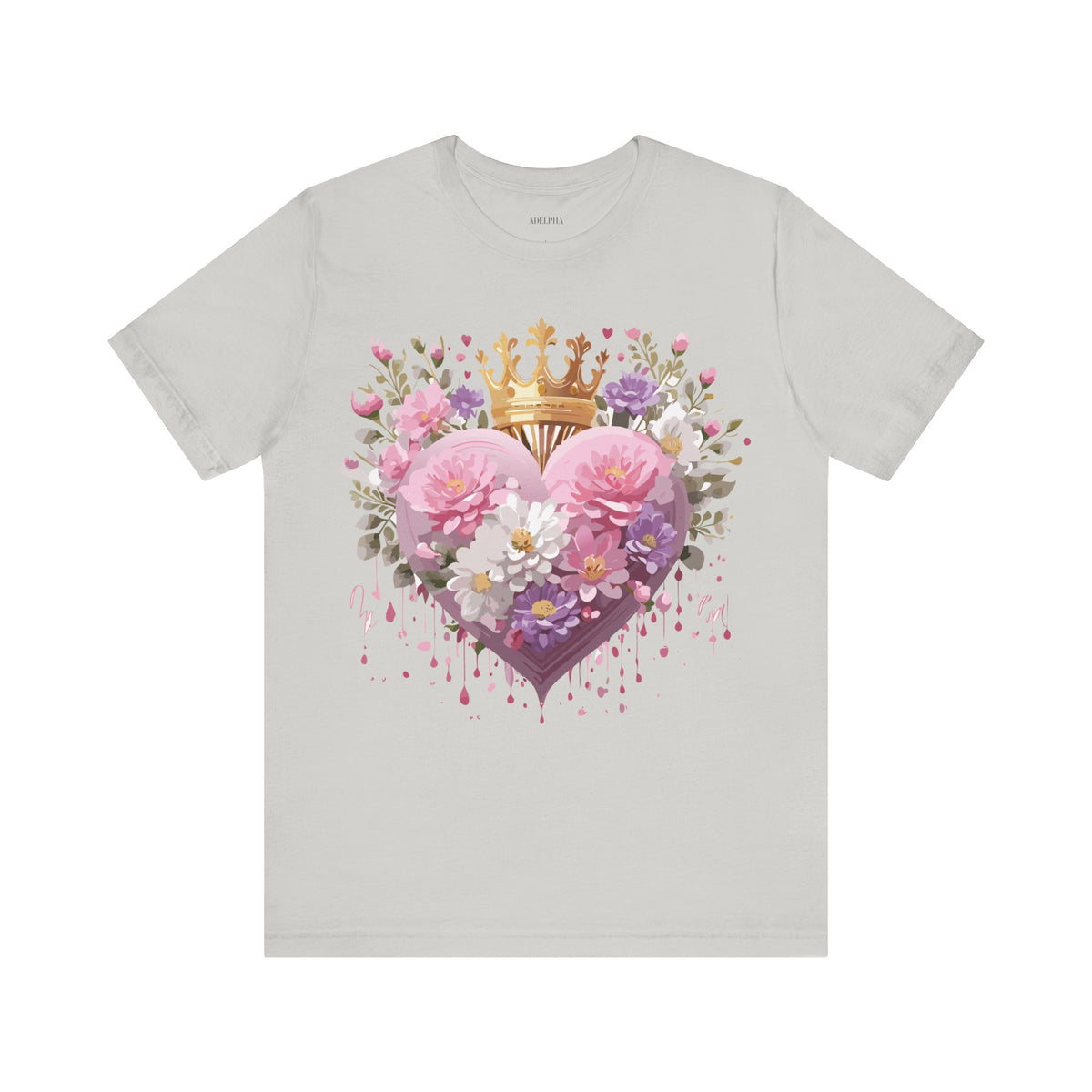 Valentine's Day Graphic Unisex Cotton Bella+Canvas Tee with Floral Art Design d129