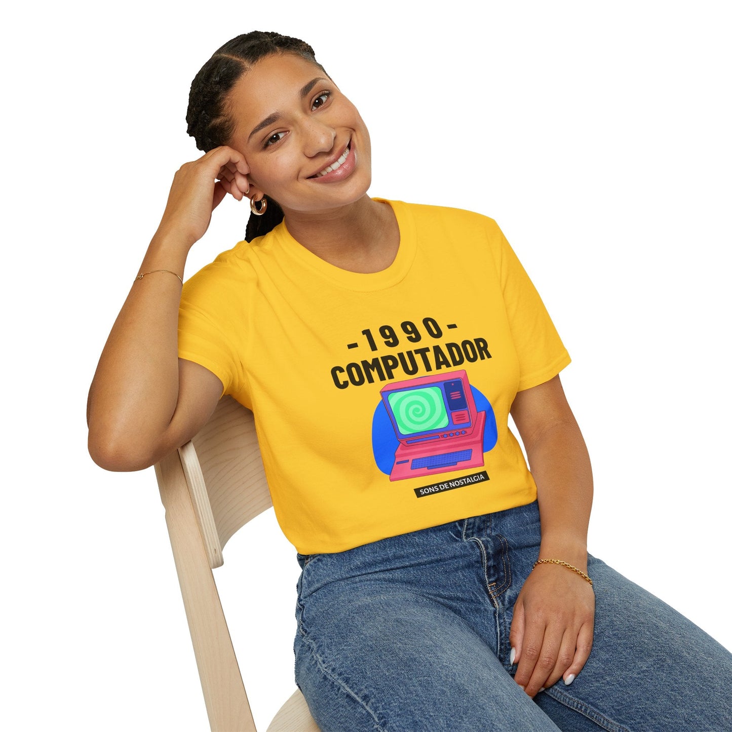 1990 Computador Retro T-Shirt Unisex Cotton Vintage Computer Graphic Tee