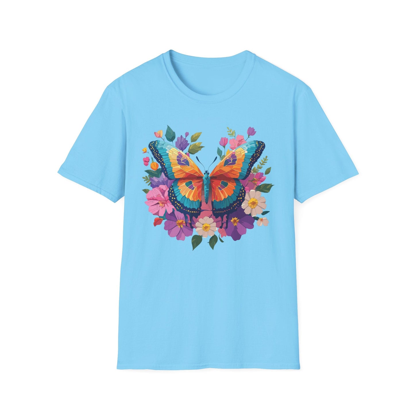 Butterfly Themed Unisex Softstyle T Shirt 100 Cotton Monarch Design Tee Gildan 64000
