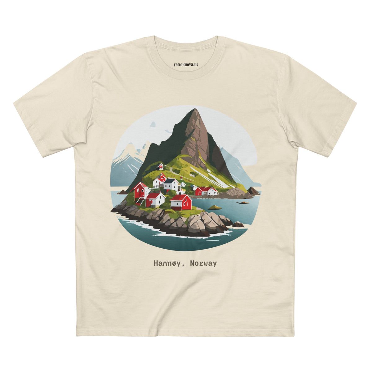 Hamnøy Norway Village Illustration Tee | Scenic Fjord Landscape T-Shirt