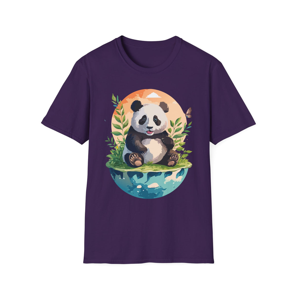 Cute Panda Illustration T-Shirt | Panda Bear Nature Scene